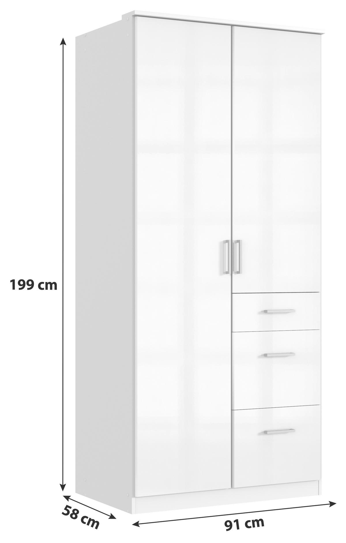 Ormar S Klasičnim Vratima Clack - bijela/srebrne boje, Basics, drvni materijal (91/199/58cm) - Modern Living