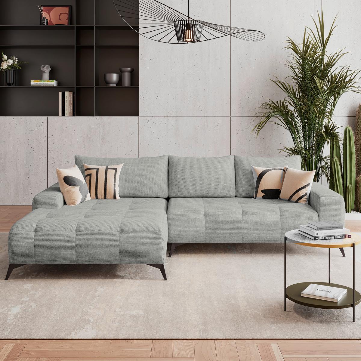 Kutna Garnitura Mauro - svijetlo siva/crna, Trend, tekstil/metal (175/290cm) - Luca Bessoni