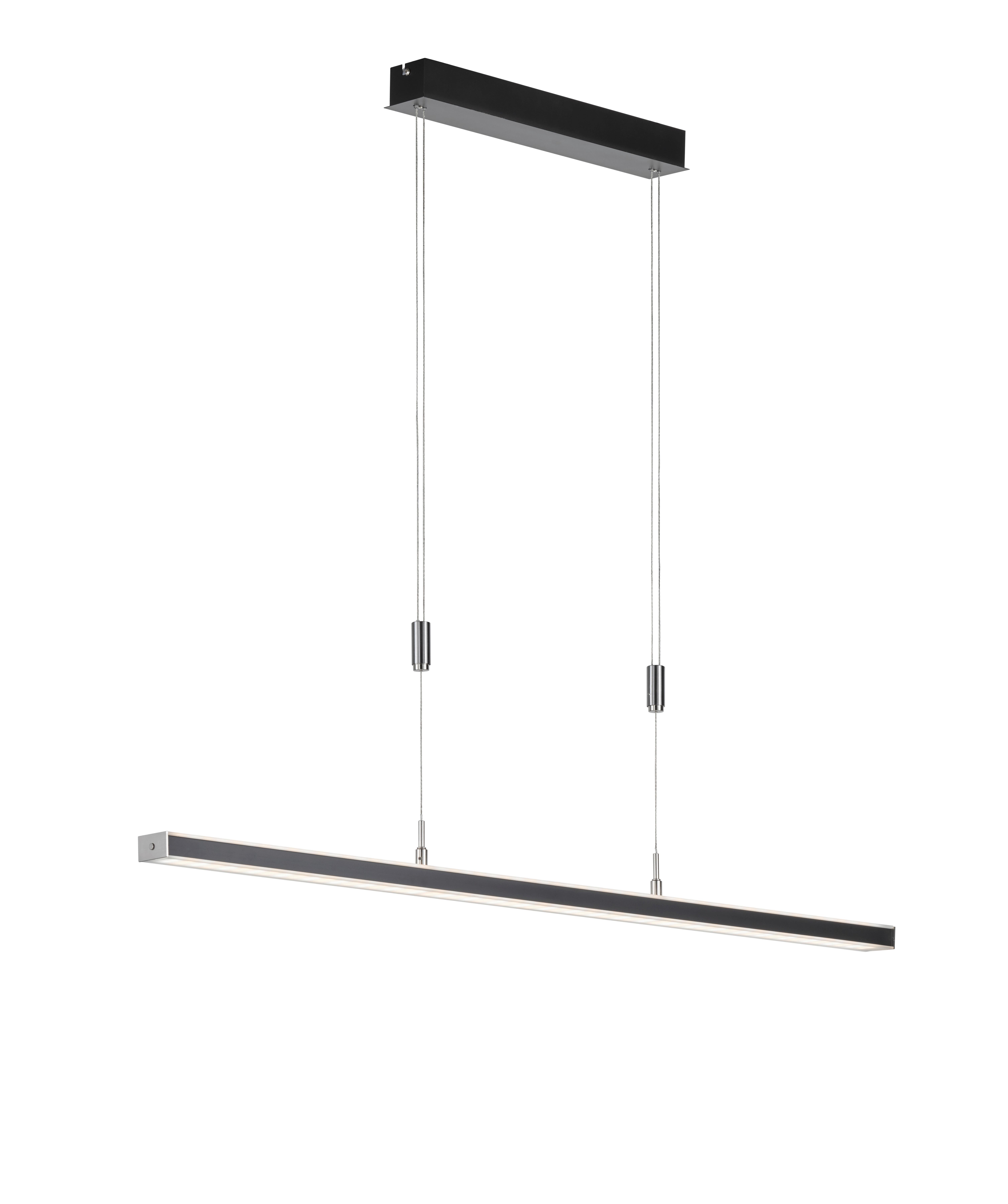 LED-Hängeleuchte in Nickelfarben max. 15 Watt - Schwarz/Nickelfarben, Design, Metall (115/7/90cm) - Fischer & Honsel