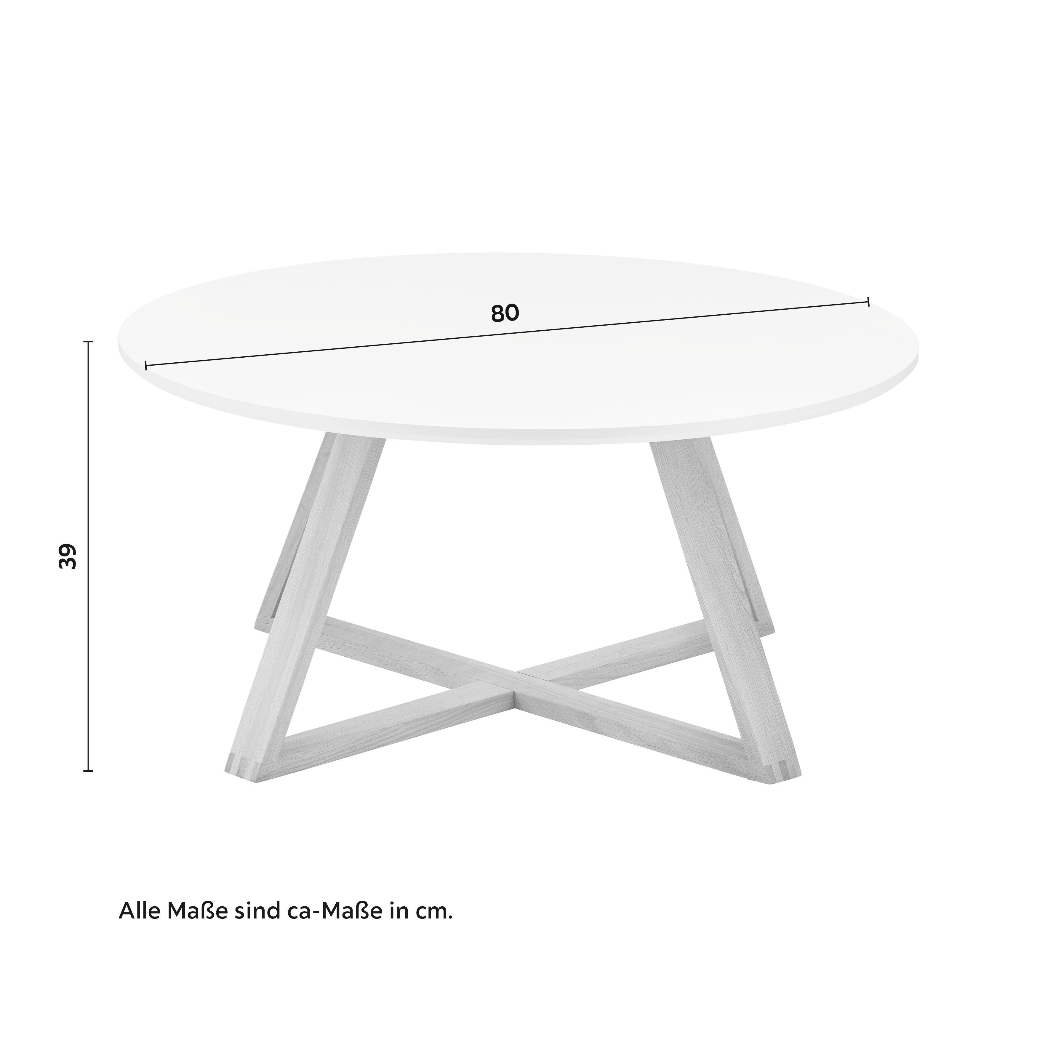 SOFFBORD MATTIA - vit/ekfärgad, Modern, trämaterial/trä (80/80/39cm) - Bessagi Home