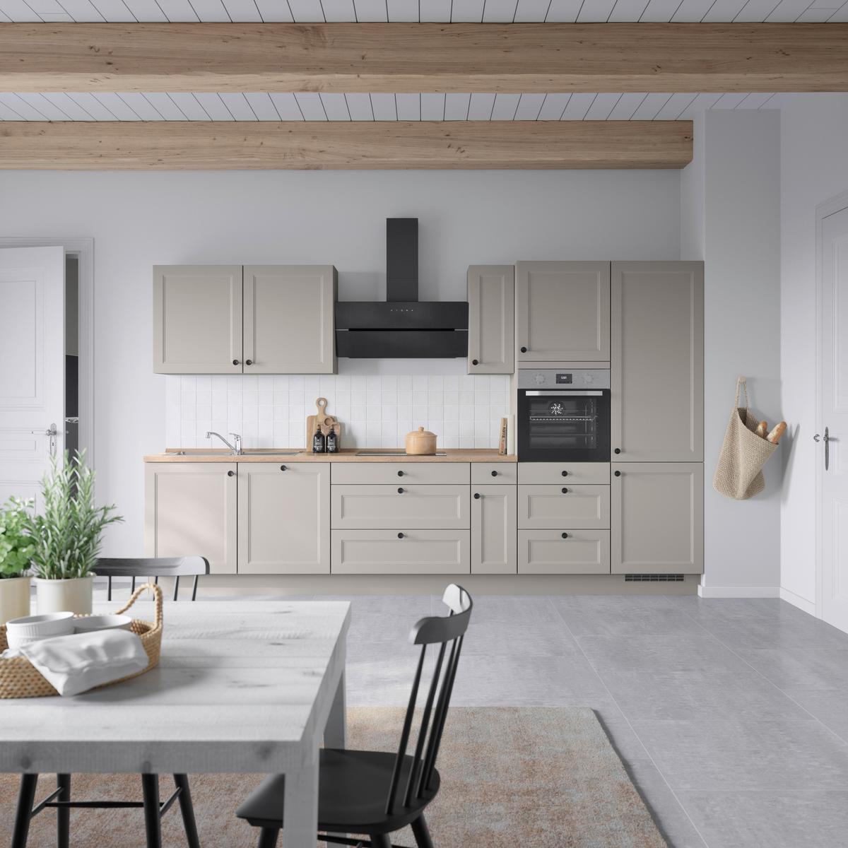 Küchenblock Cascada High m. Geräten Grau - Eiche dunkel/Schwarz, MODERN, Holzwerkstoff/Metall (360cm) - Nobilia