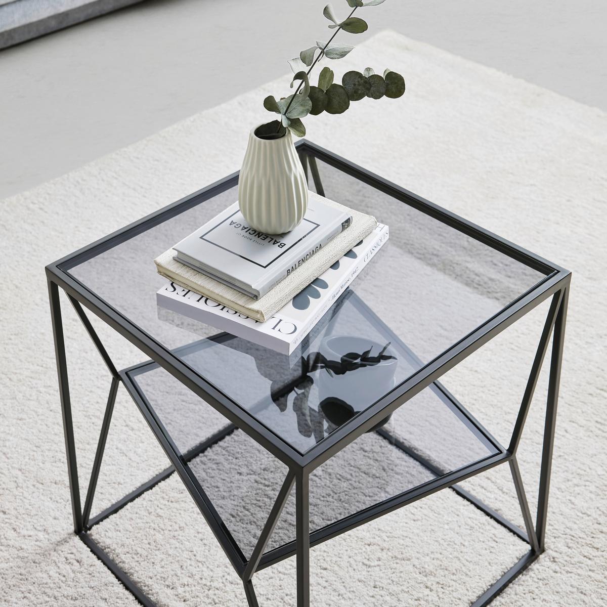 STOLIK BOCZNY DAVID - czarny/szary, Design, metal/szkło (40/40/45cm) - Landscape