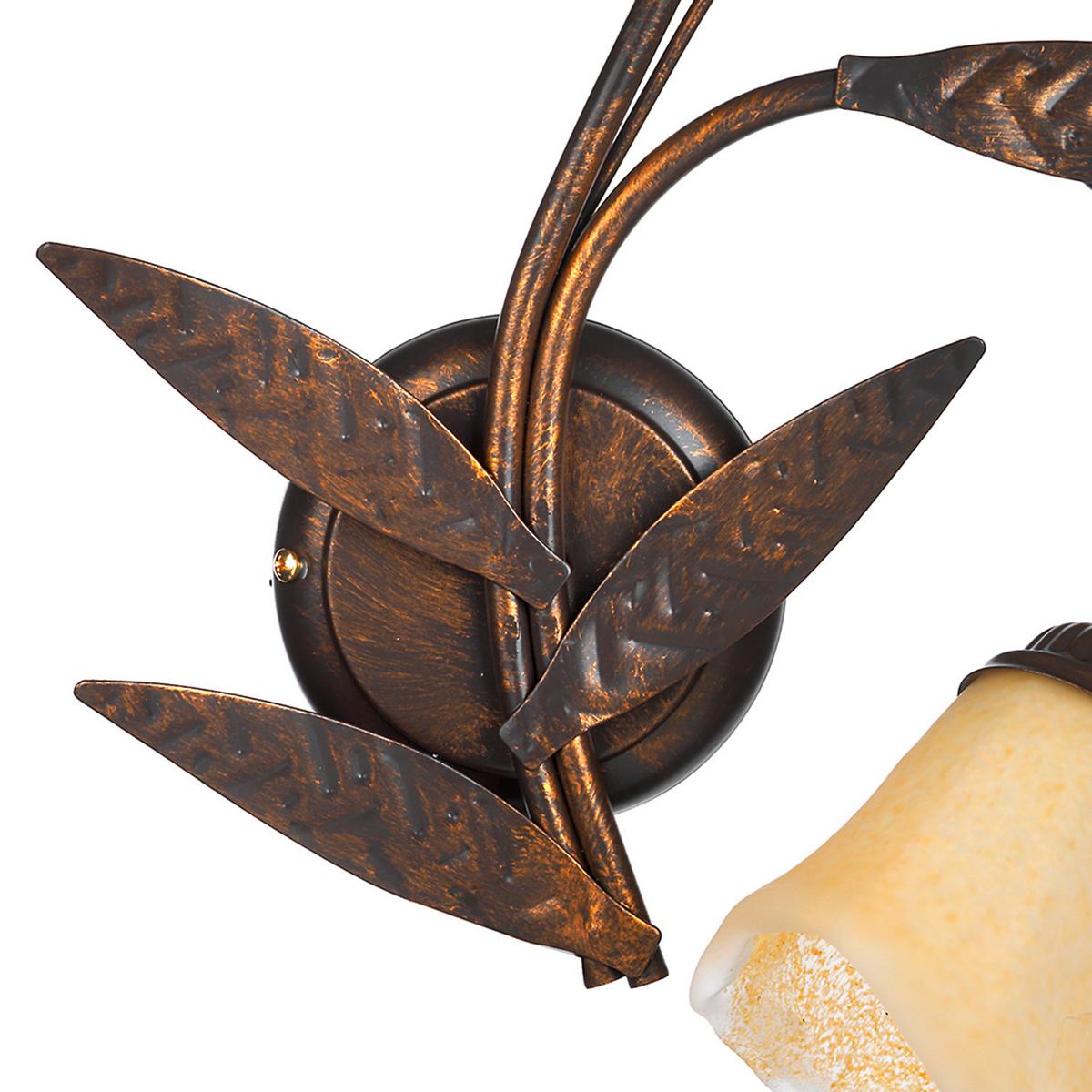 Wandleuchte Alga Bronzefarben max. 6 Watt - Bronzefarben, KONVENTIONELL, Glas/Metall (35/47/25cm)