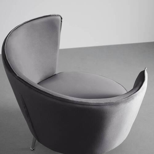 Sessel Cherie Dunkelgrau Samt - Chromfarben/Dunkelgrau, MODERN, Textil/Metall (87/83/85cm) - Bessagi Home