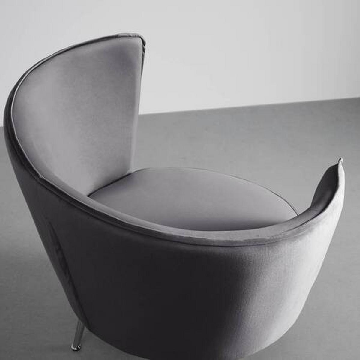 Sessel Cherie Dunkelgrau Samt - Chromfarben/Dunkelgrau, MODERN, Textil/Metall (87/83/85cm) - Bessagi Home