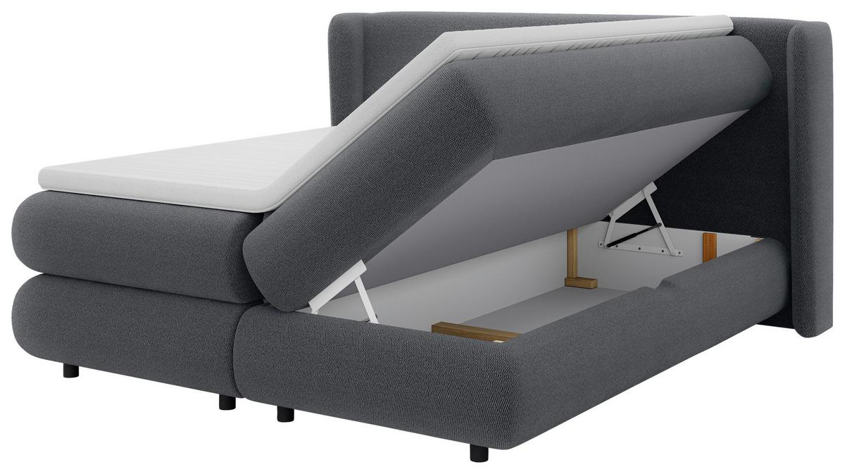 Boxspring Krevet Elodie - boje grafita/crna, Konvencionalno, tekstil/plastika (180/200cm) - Premium Living