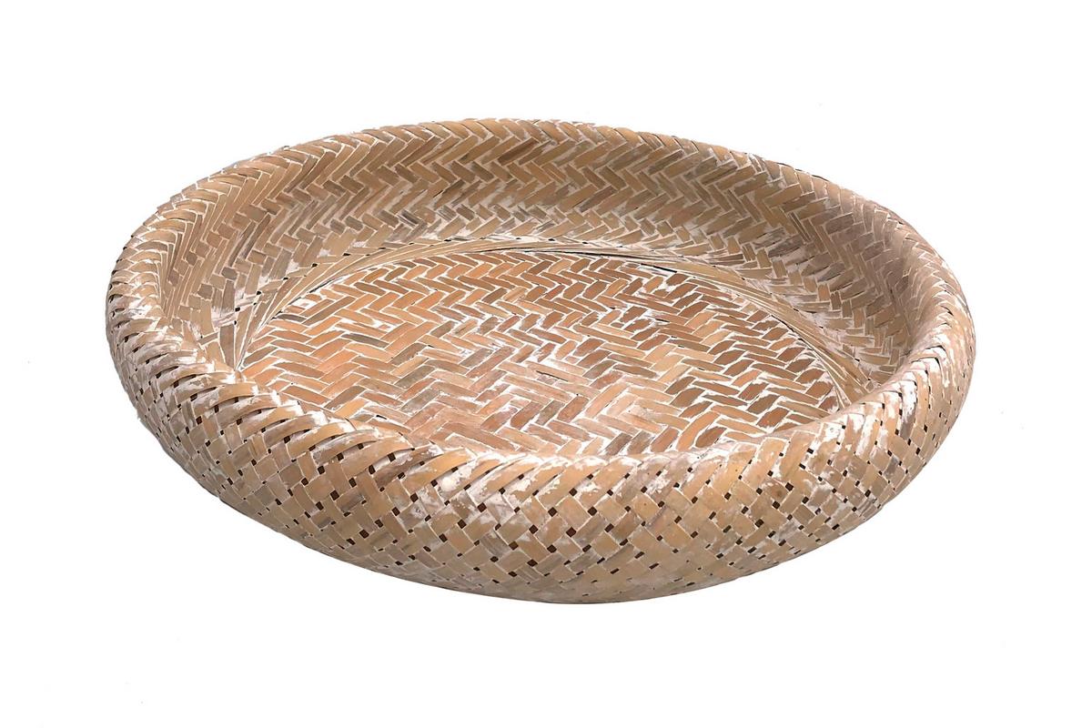 Dekor Kosár Finn - natúr színű/fehér, természetes anyagok (43/9cm) - Modern Living