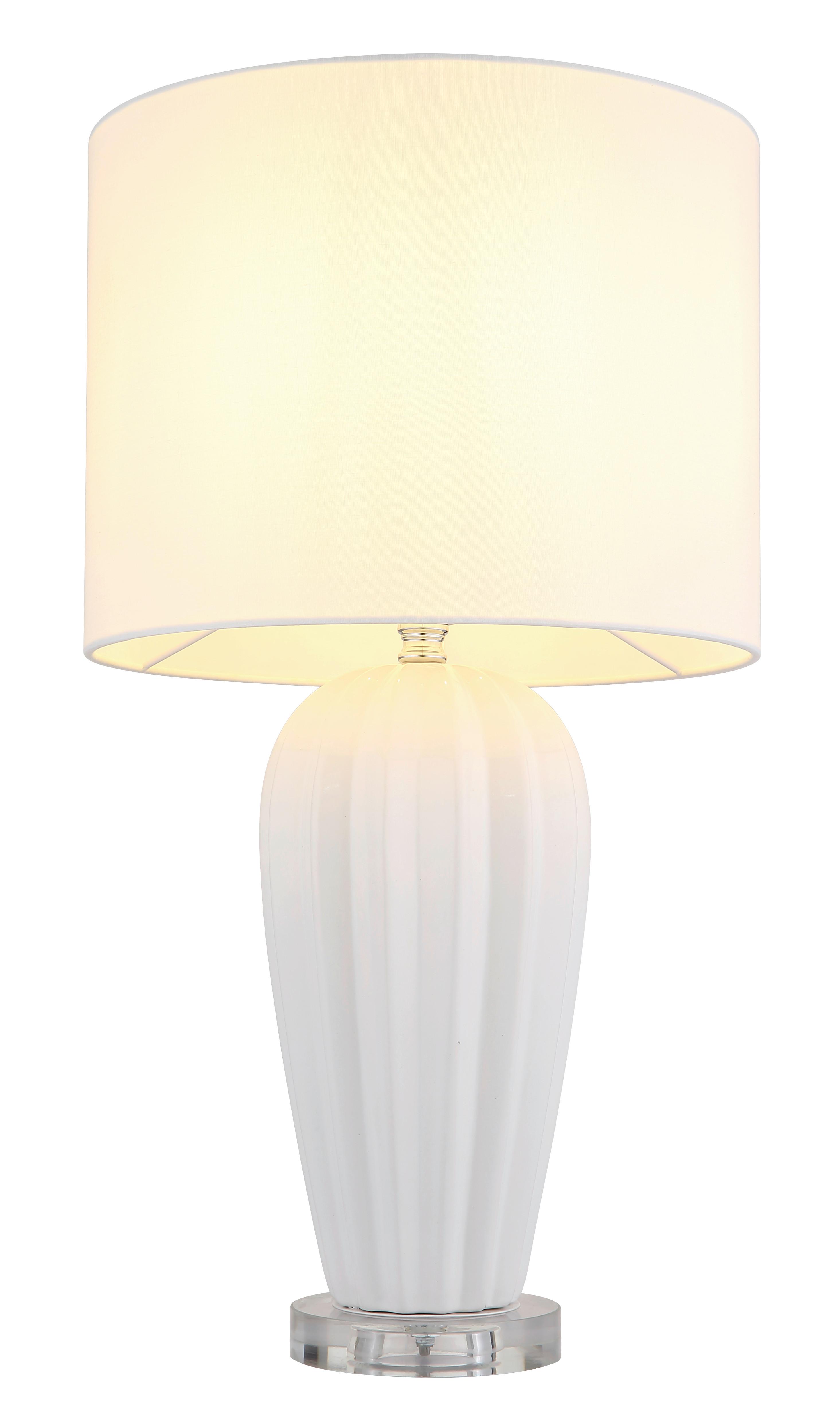 TISCHLEUCHTE 24145W - Chromfarben/Weiss, Konventionell, Keramik/Textil (35/59cm) - Globo