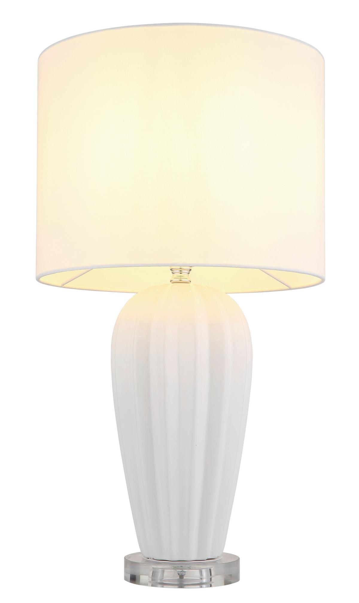 Tischleuchte Irina Weiß max. 40 Watt - Chromfarben/Weiß, KONVENTIONELL, Keramik/Textil (35/59cm) - Globo