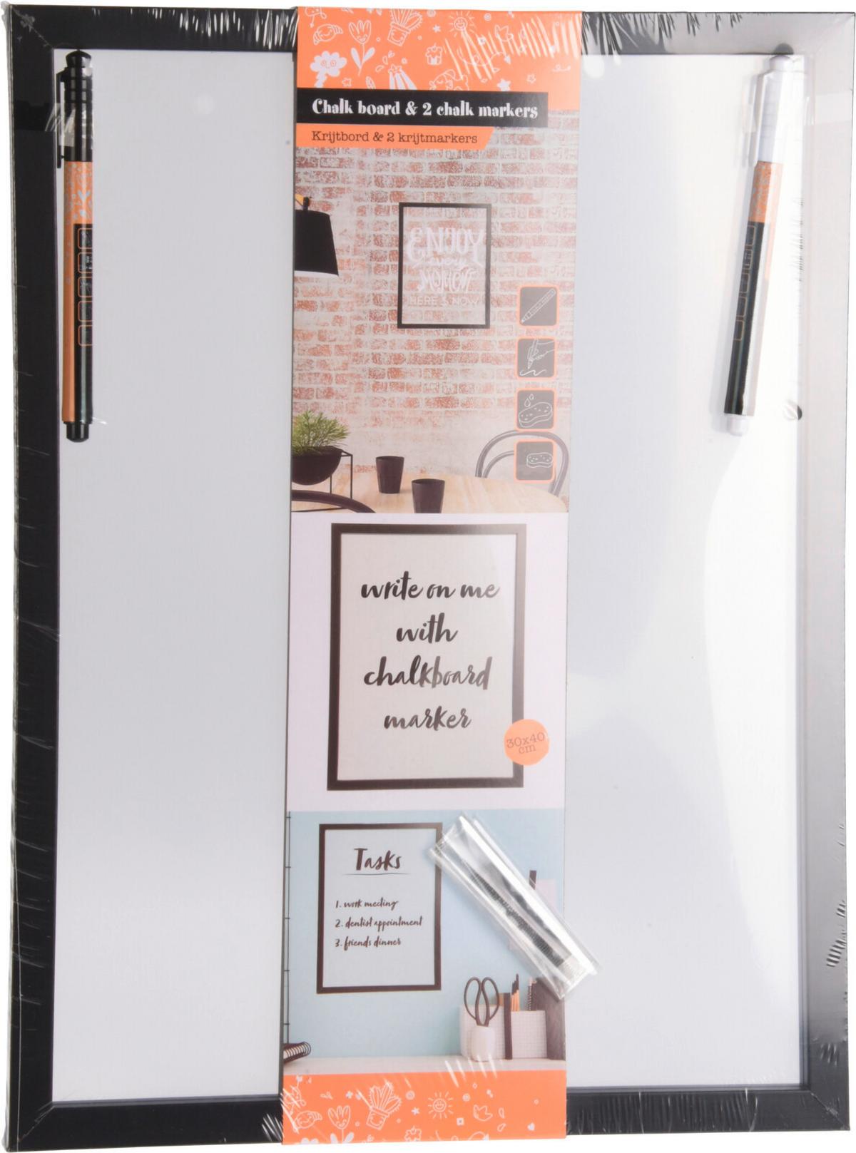 Memotábla Chalk - Üveg/fa (30/40cm)