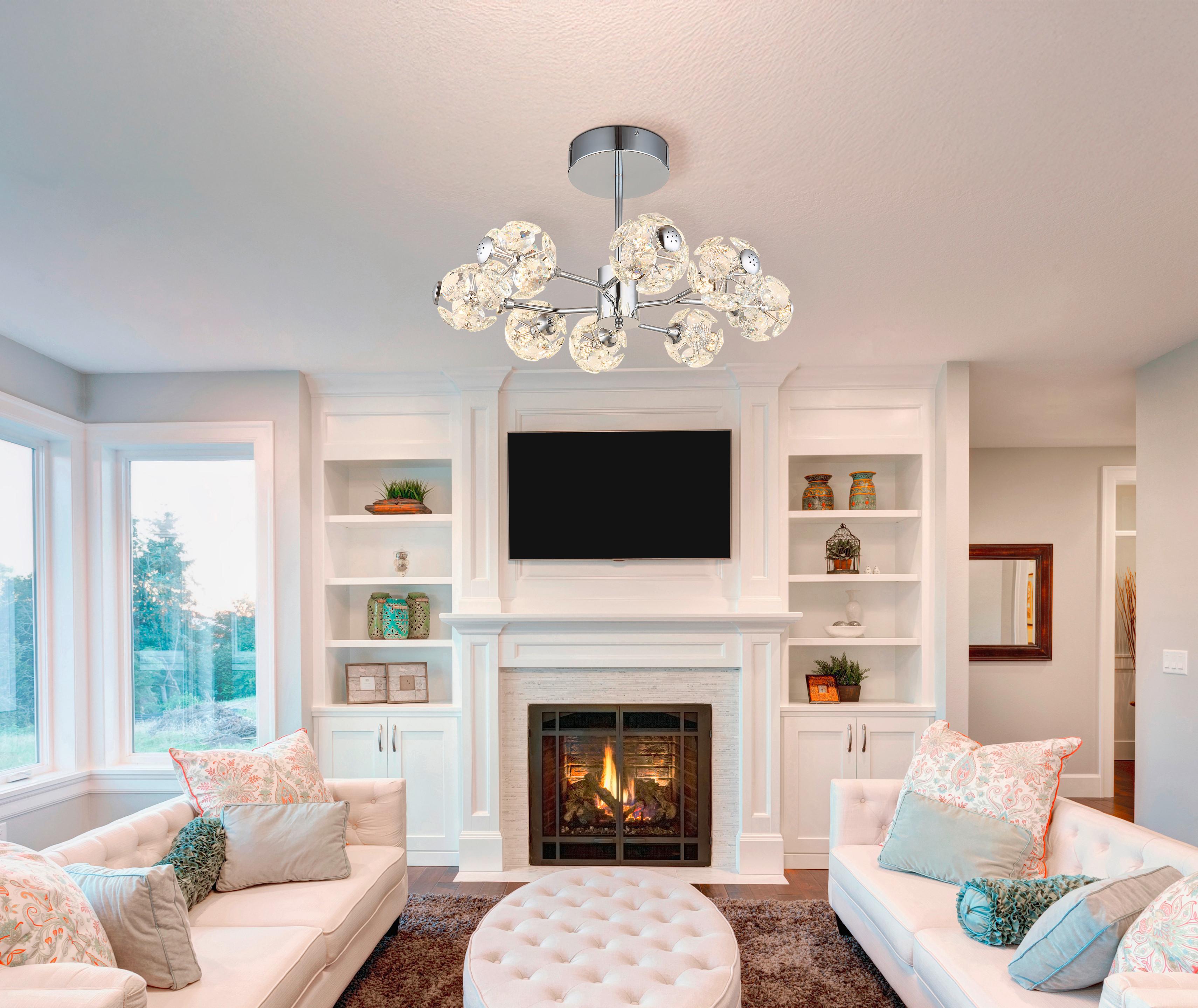 LED-DECKENLEUCHTE 16047-8DC VIRINA - Klar/Chromfarben, Konventionell, Glas/Metall (68/38cm) - Globo