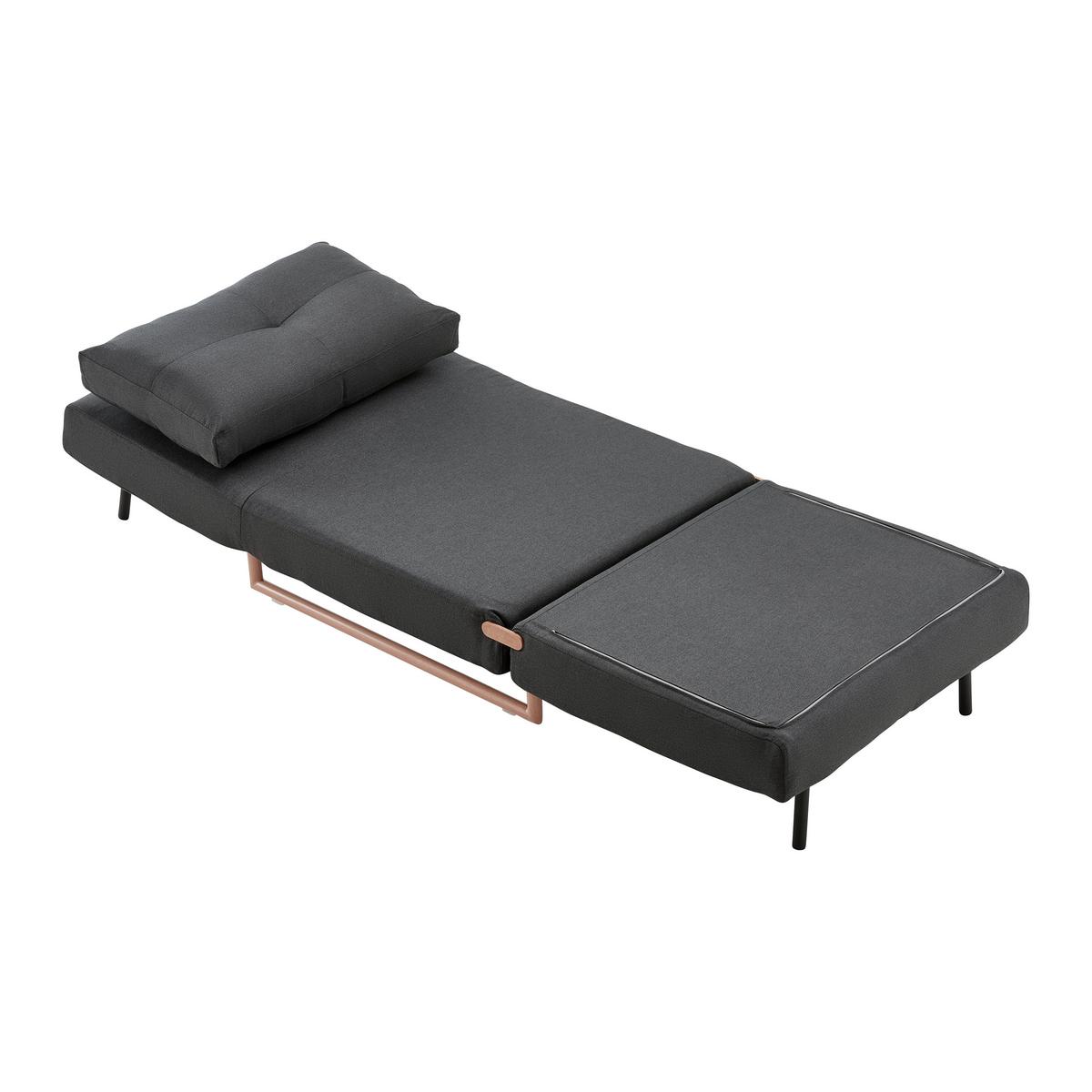 Schlafsessel dunkelgrau, "Malic" - Dunkelgrau/Eichefarben, Modern, Textil/Metall (80/84/90cm) - Bessagi Home