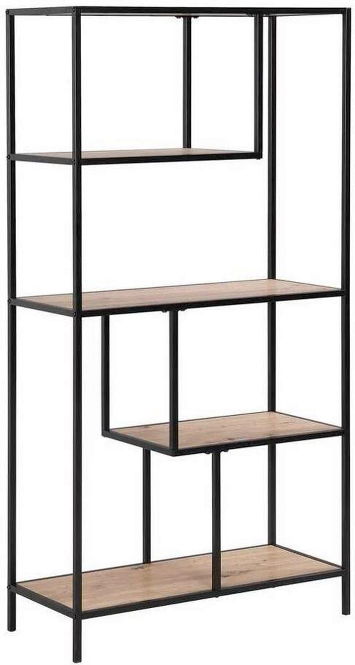 Polica Lilli 2 - prirodne boje/crna, Trend, drvni materijal/metal (77/150/33cm) - Modern Living