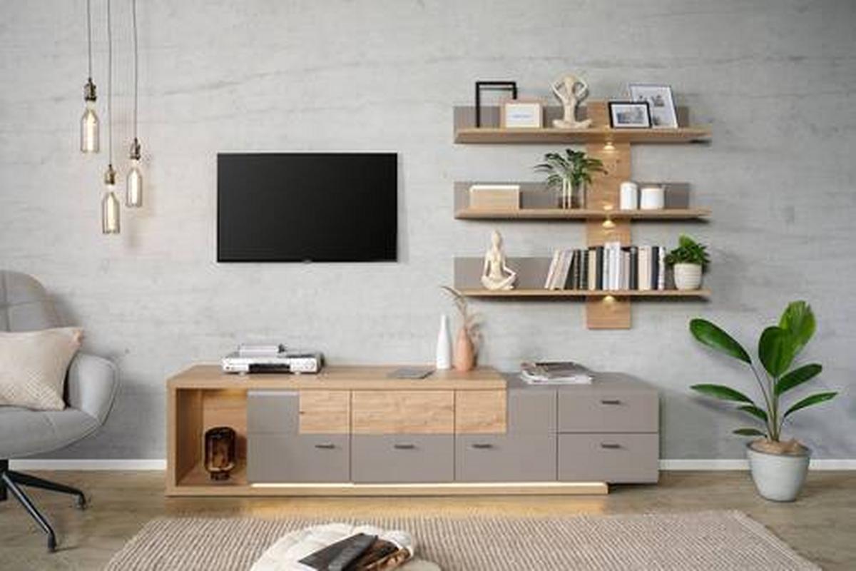 TV-Element Split One in Eichefarben - Eichefarben/Grau, MODERN, Holzwerkstoff (215/52/48cm) - Mömax