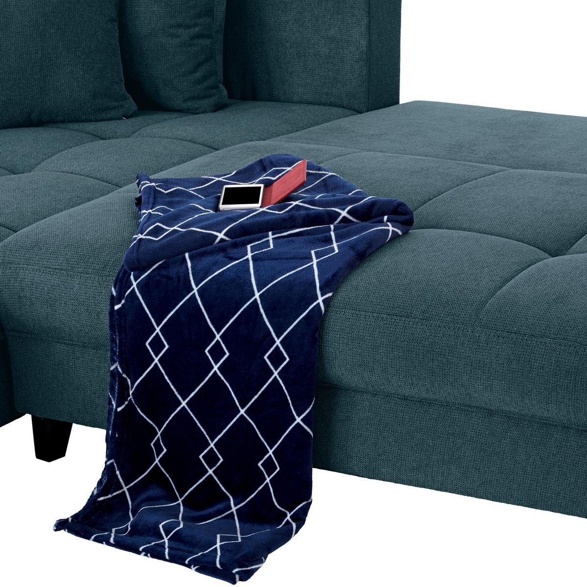 Kutna Garnitura Mendoza - boje petroleja/crna, Design, tekstil/drvo (197/309cm) - Modern Living