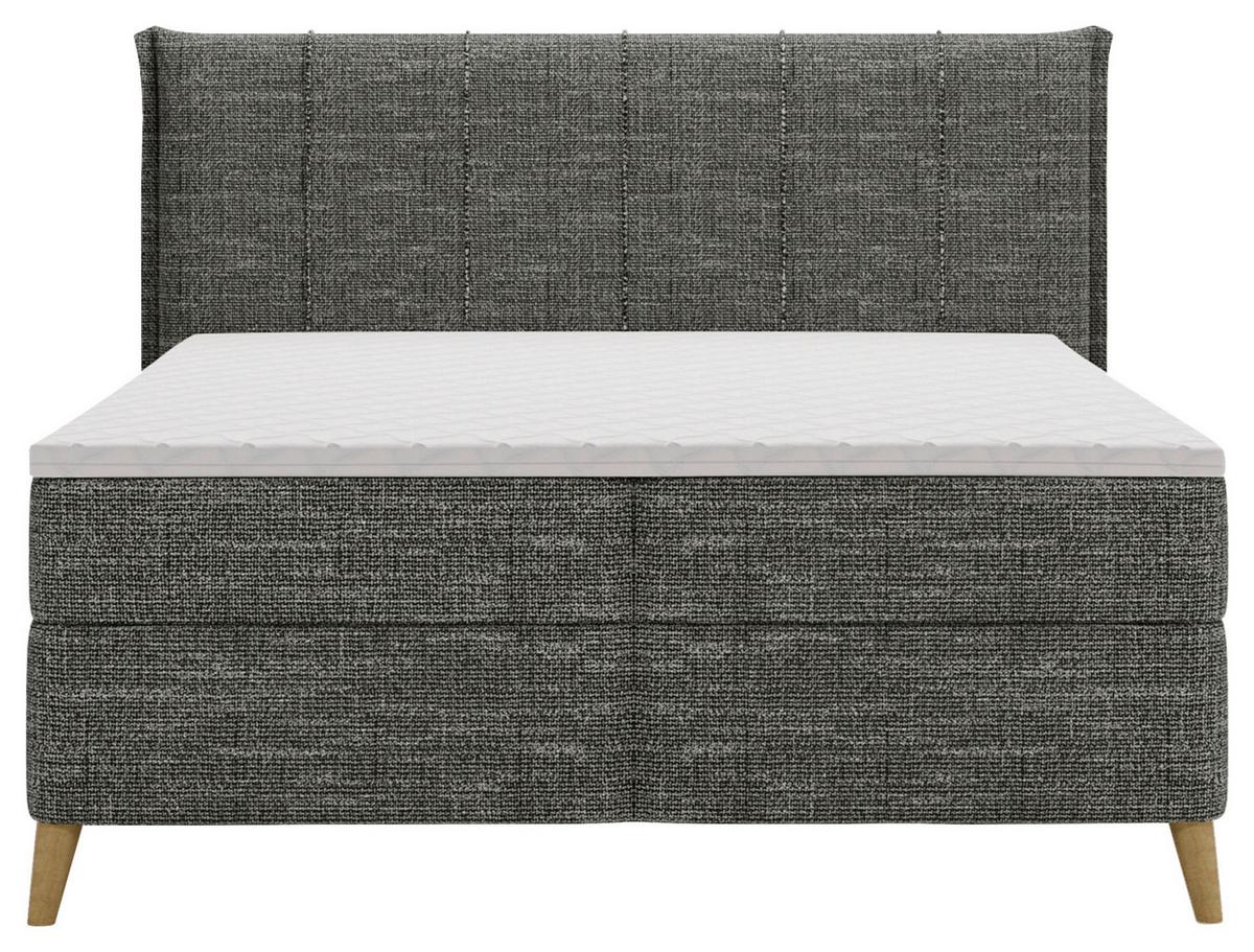 Boxbett Veloria Anthrazit ca. 140x200cm - Anthrazit/Schwarz, KONVENTIONELL, Textil/Metall (140/200cm) - Based