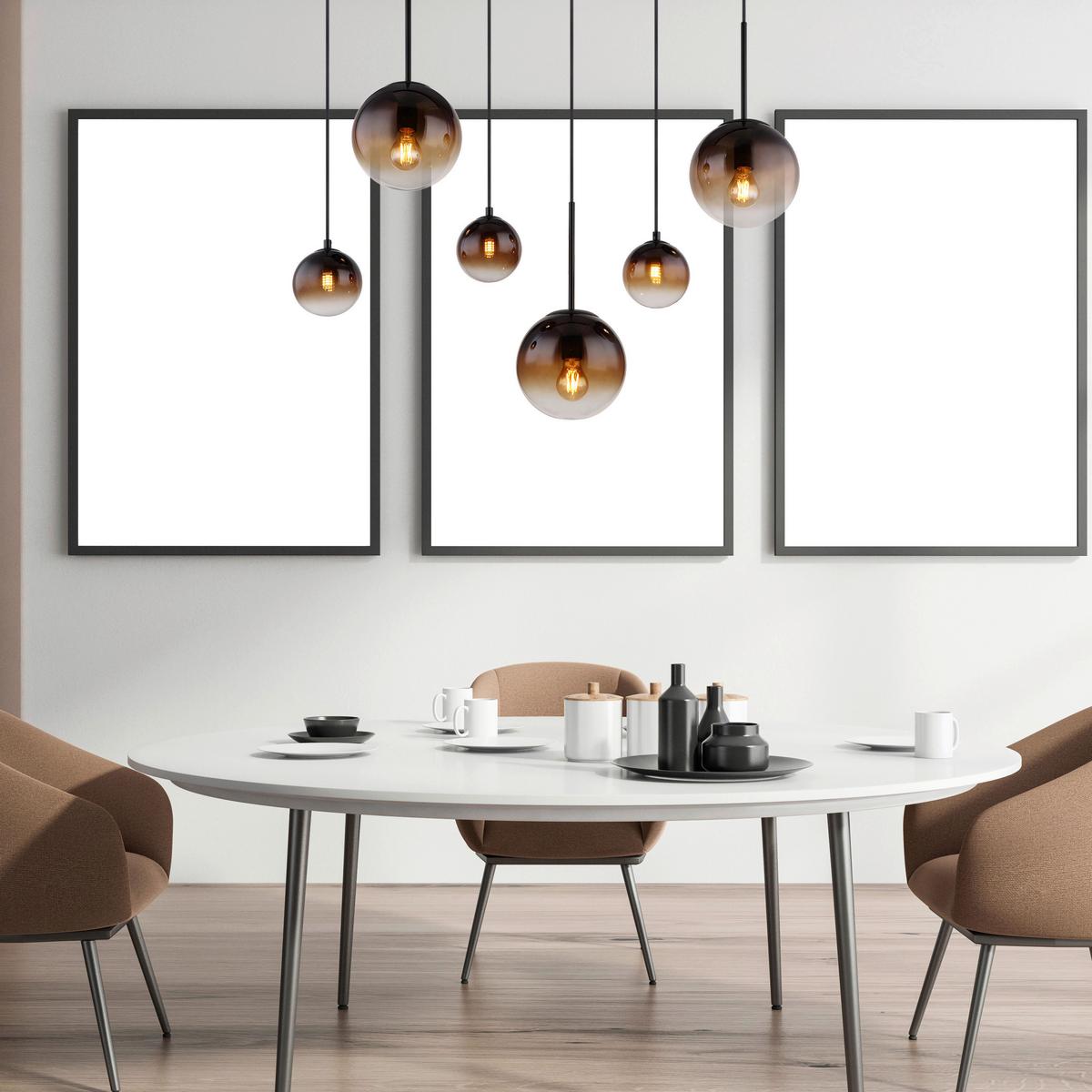 Hängeleuchte Hallie Klar/Schwarz max. 5 Watt - Klar/Schwarz, Design, Glas/Metall (91/20/117cm) - Globo