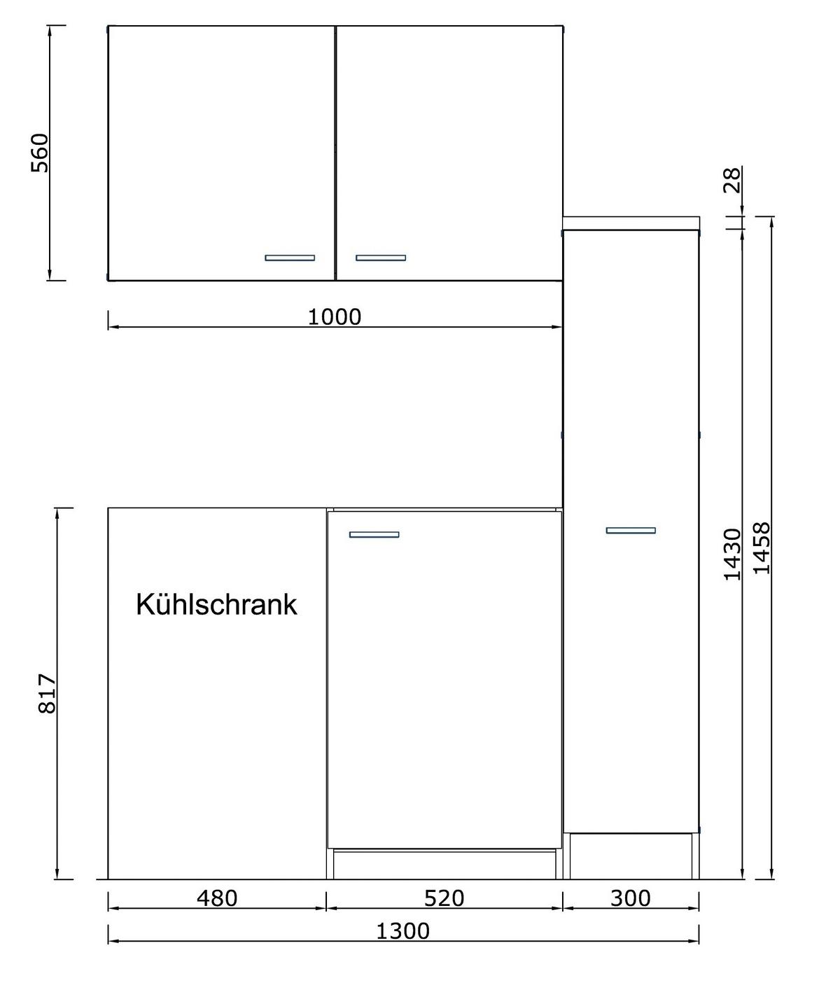 Miniküche Weiß m. Geräten B: ca. 130 cm - Edelstahlfarben/Weiß, MODERN, Holzwerkstoff/Kunststoff (130cm) - Respekta