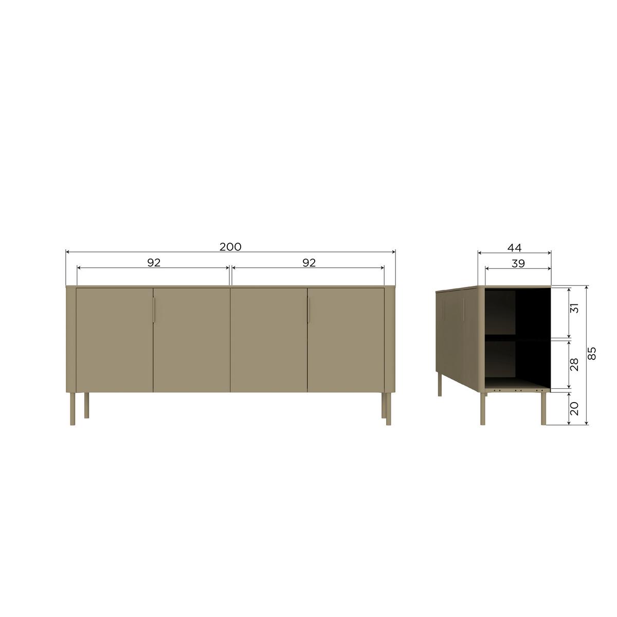 Sideboard Gunnar Schwarz B: 201 cm - Schwarz, Design, Holz/Metall (201/85/44cm) - Livetastic