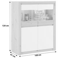 Vitrina Kashmir New - bijela/boje hrasta, Moderno, staklo/drvni materijal (100/120/41cm) - Modern Living