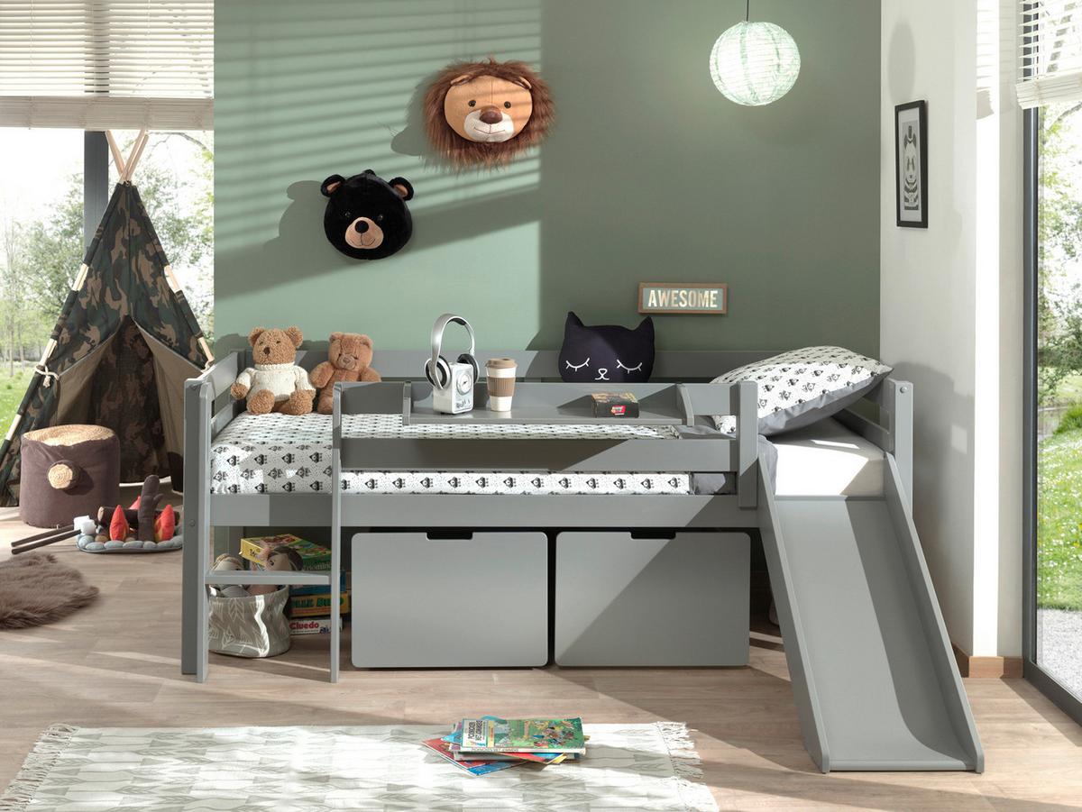 Spielbett Pino Grau mit Stauraum - Grau, MODERN, Holz/Holzwerkstoff (90/200cm) - Vipack