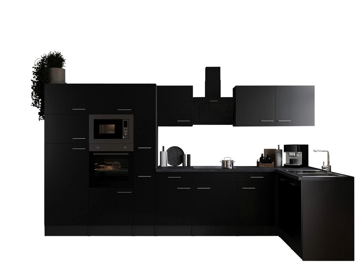 Kotna Kuhinja Z Aparati Oliver, 370x172cm - srebrne barve/črna, Design, kovina/leseni material (370/172cm) - Respekta