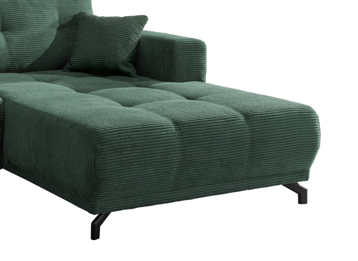 Wohnlandschaft Restato Dunkelgrün Cord - Dunkelgrün/Schwarz, MODERN, Holz/Textil (246/177cm) - MID.YOU