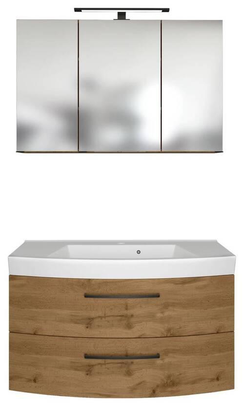 Badezimmer Manchester 2-tlg. ca. 100 cm Weiß - Eichefarben/Weiß, MODERN, Keramik/Holzwerkstoff (100cm) - Held
