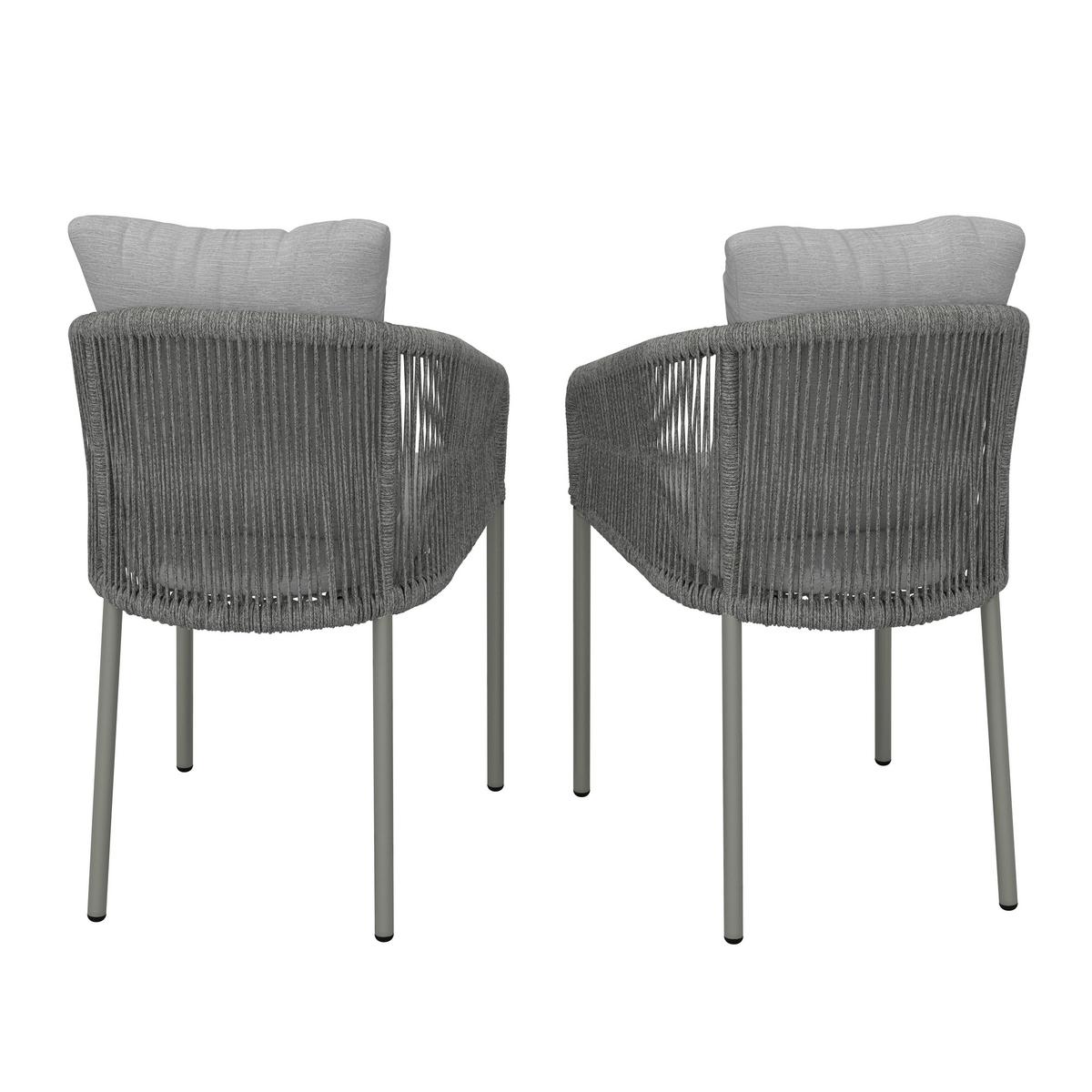 Gartensessel-Set 2-er Set Pepe Hellgrau Metall/Textil - Schwarz/Grau, MODERN, Kunststoff/Metall (55/83/62cm) - Bessagi Garden