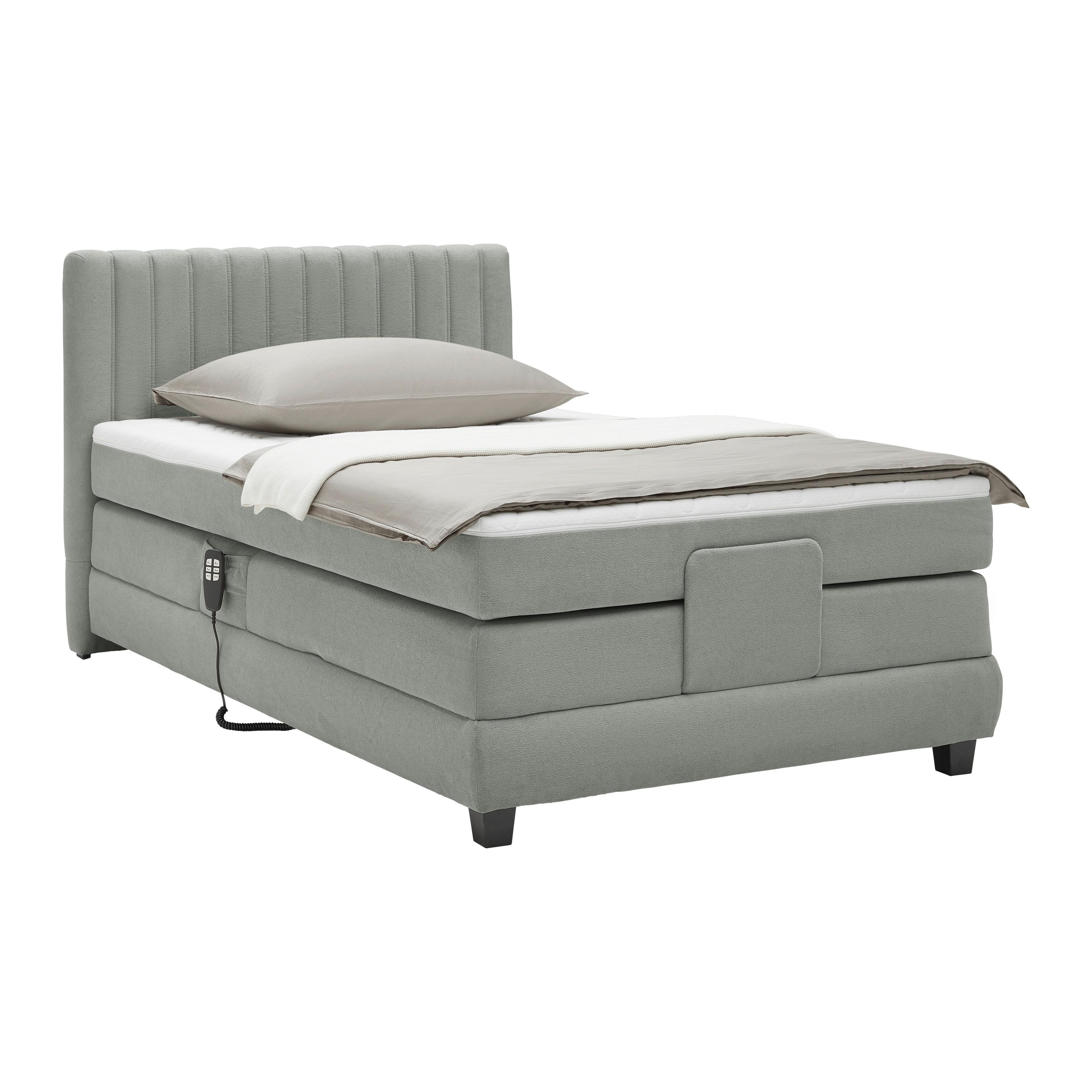 Boxspringbett Dixon Grau ca. 100x200cm - Schwarz/Grau, Konventionell, Holz/Holzwerkstoff (100/200cm) - Premium Living