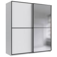 Schwebetürenschrank Ulm Weiß - Silberfarben/Schwarz, Glas/Holzwerkstoff (135/198/65cm) - Mömax