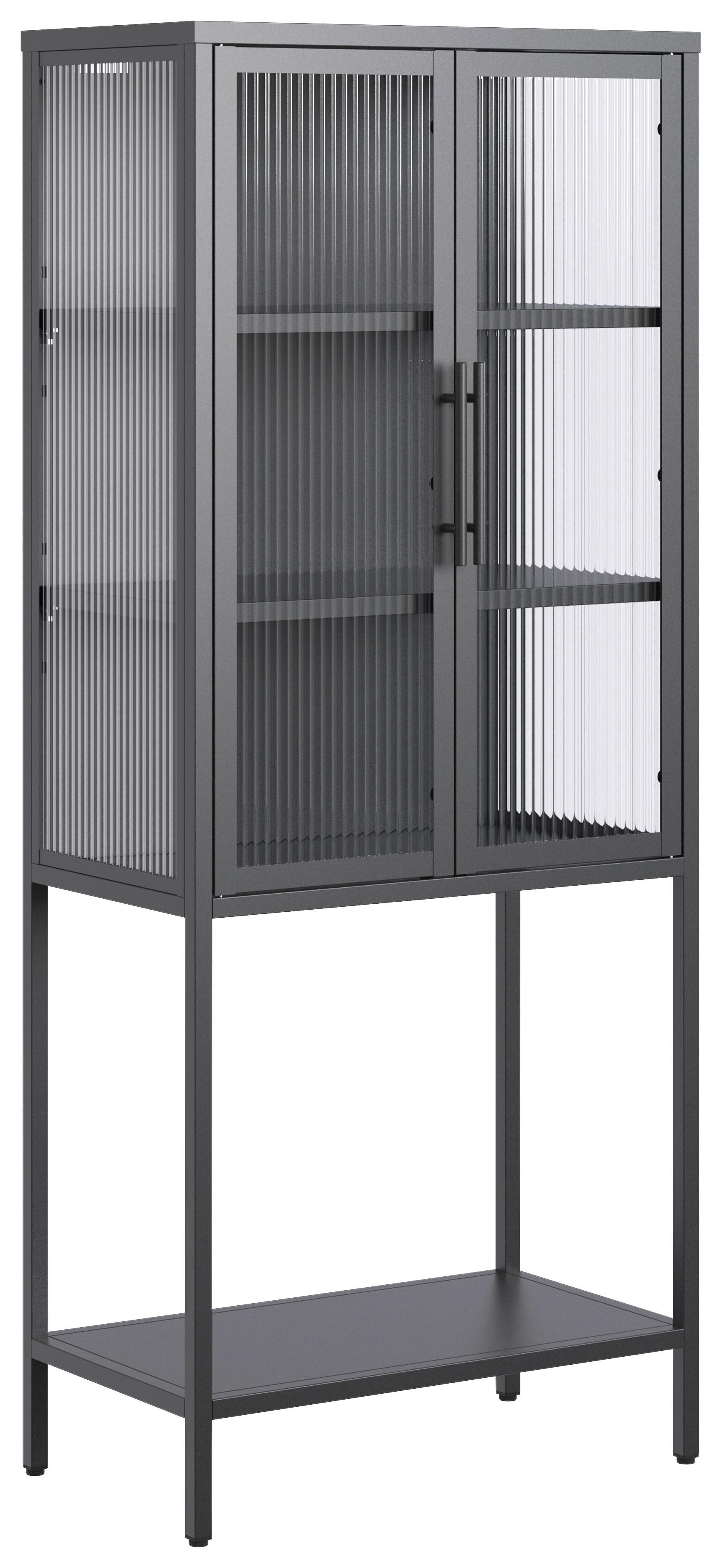 VITRINSKÅP CUBE -TOP- -BASED- - klar/svart, Modern, metall/glas (60/146/34cm) - Based