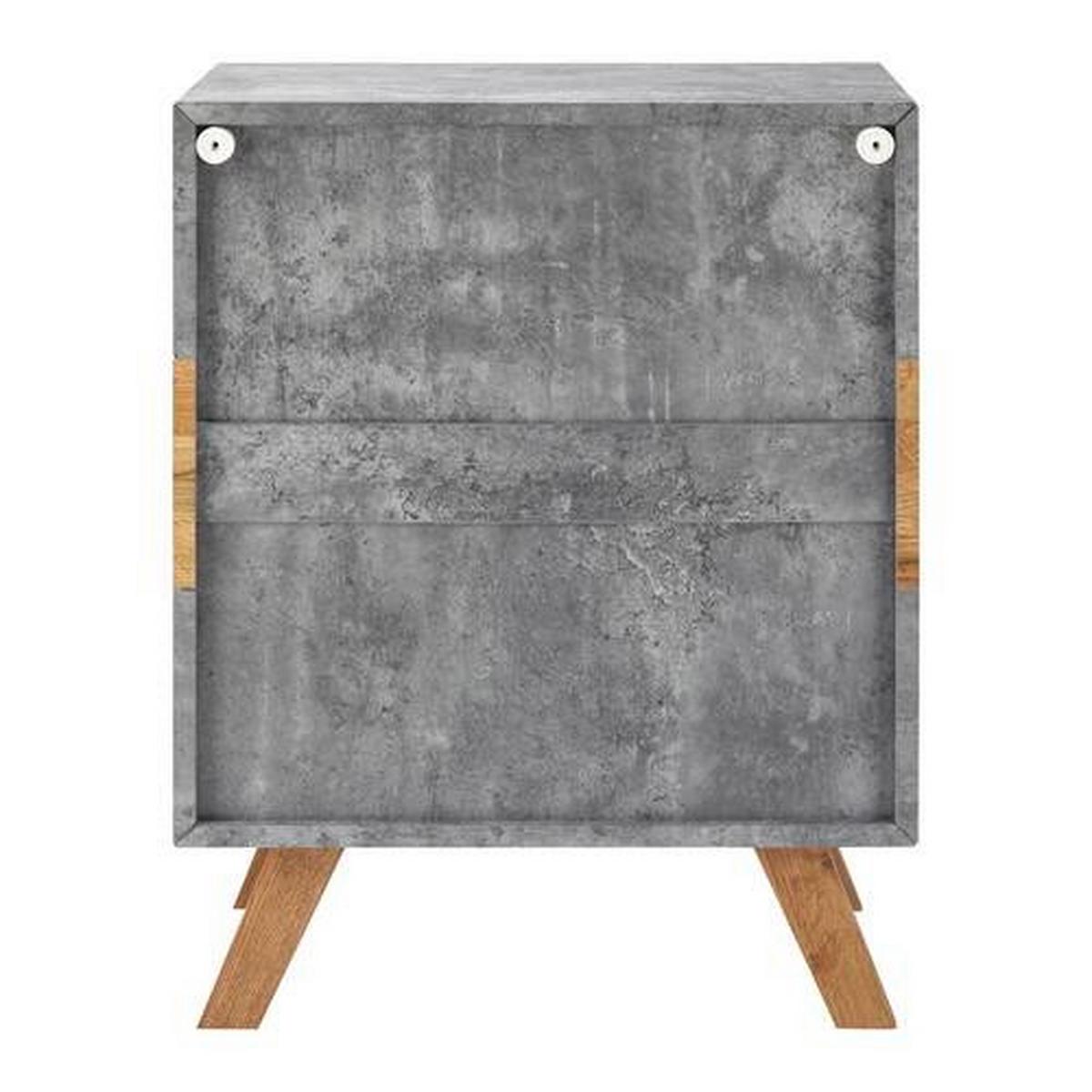 Nachttisch Casper Grau/Eichefarben Echtholz/MDF - Eichefarben/Grau, MODERN, Holz (60/75/40cm) - Bessagi Home