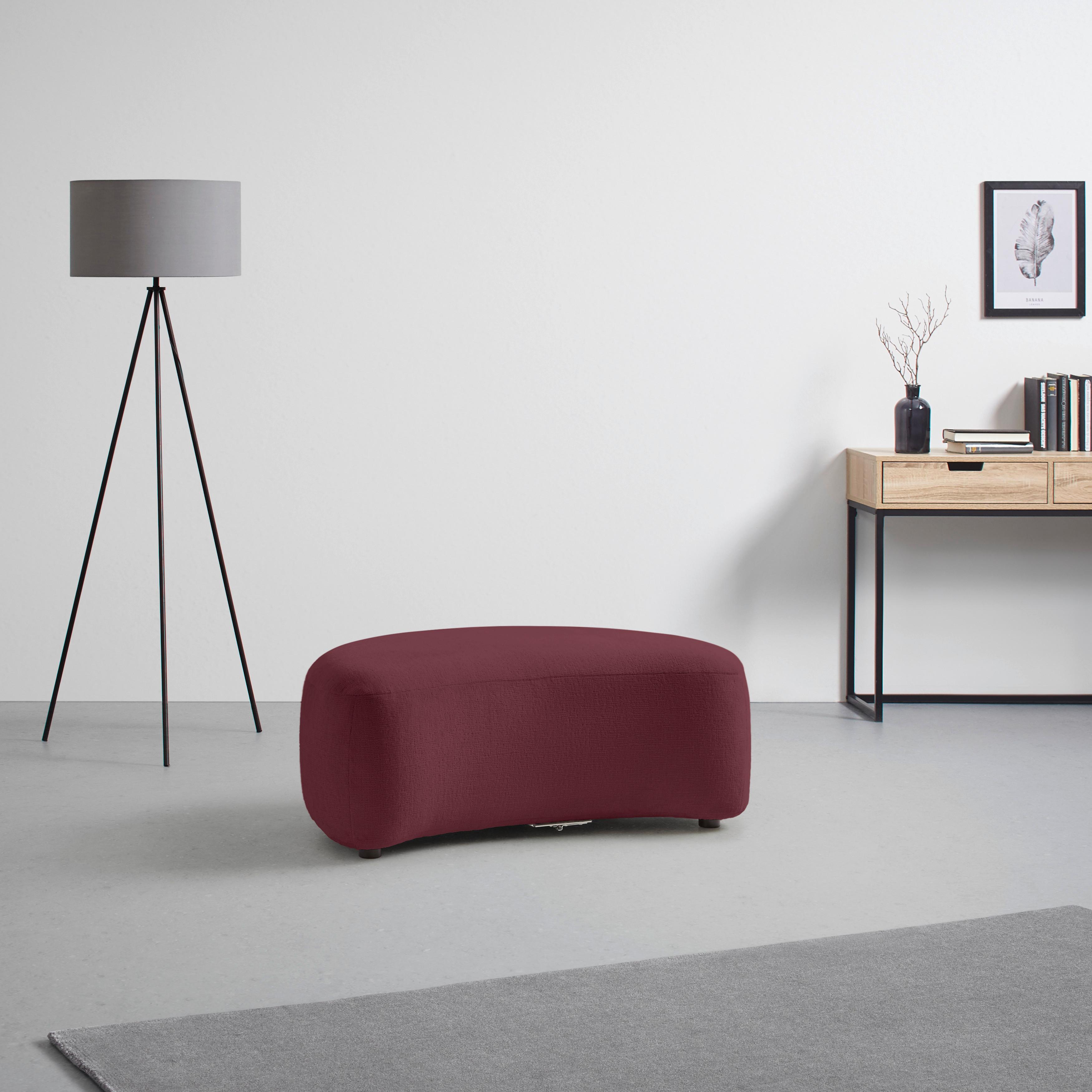 Hocker Leonas Hocker Bordeaux - Bordeaux/Schwarz, MODERN, Kunststoff/Textil (102/42/66cm) - Premium Living