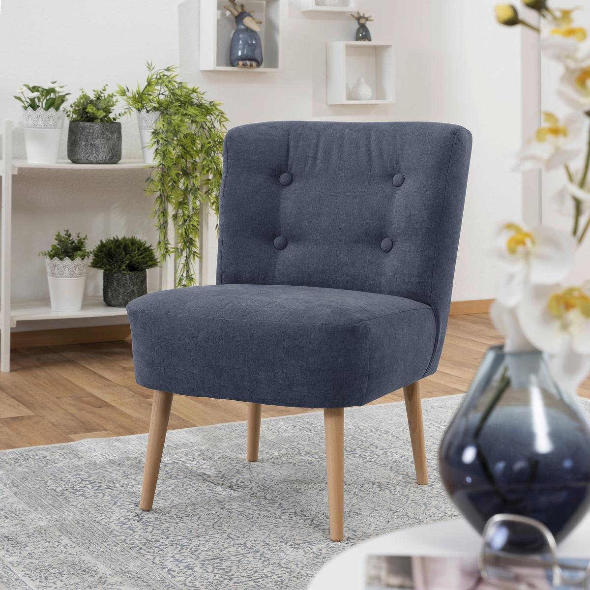 SESSEL FIONA - Blau/Buchefarben, Design, Holz/Textil (58/78/68cm) - Max Winzer