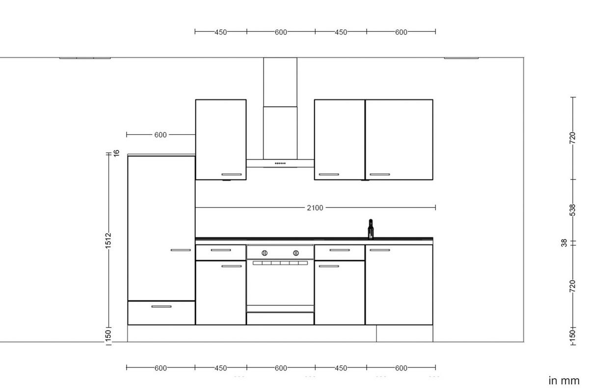Küchenleerblock Structura Low o. Geräte Eiche - Schieferfarben/Eichefarben, MODERN, Holzwerkstoff/Metall (270cm) - Nobilia