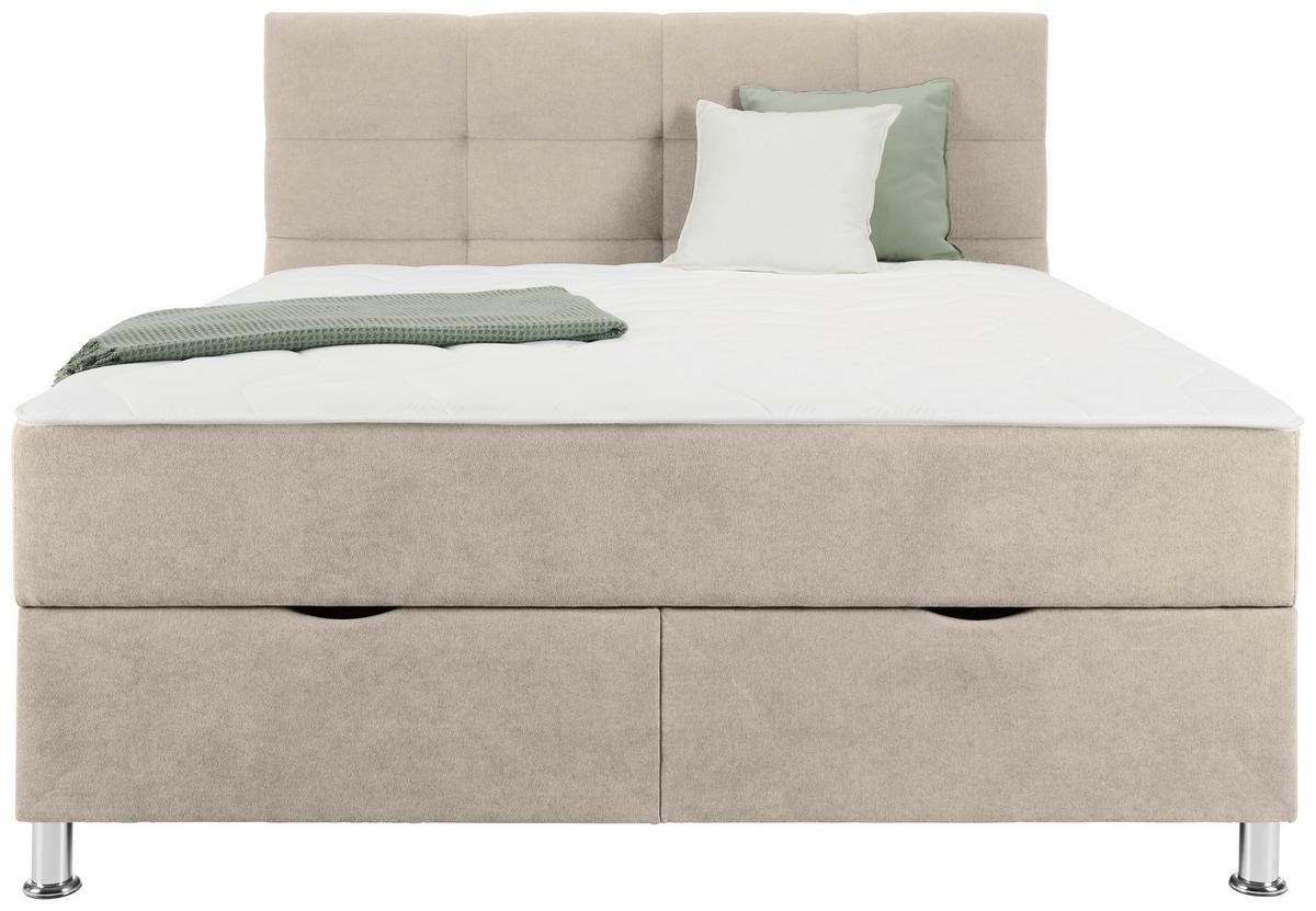Boxbett Oviedo Beige ca. 160x200cm - Beige, KONVENTIONELL, Textil/Metall (160/200cm) - Based