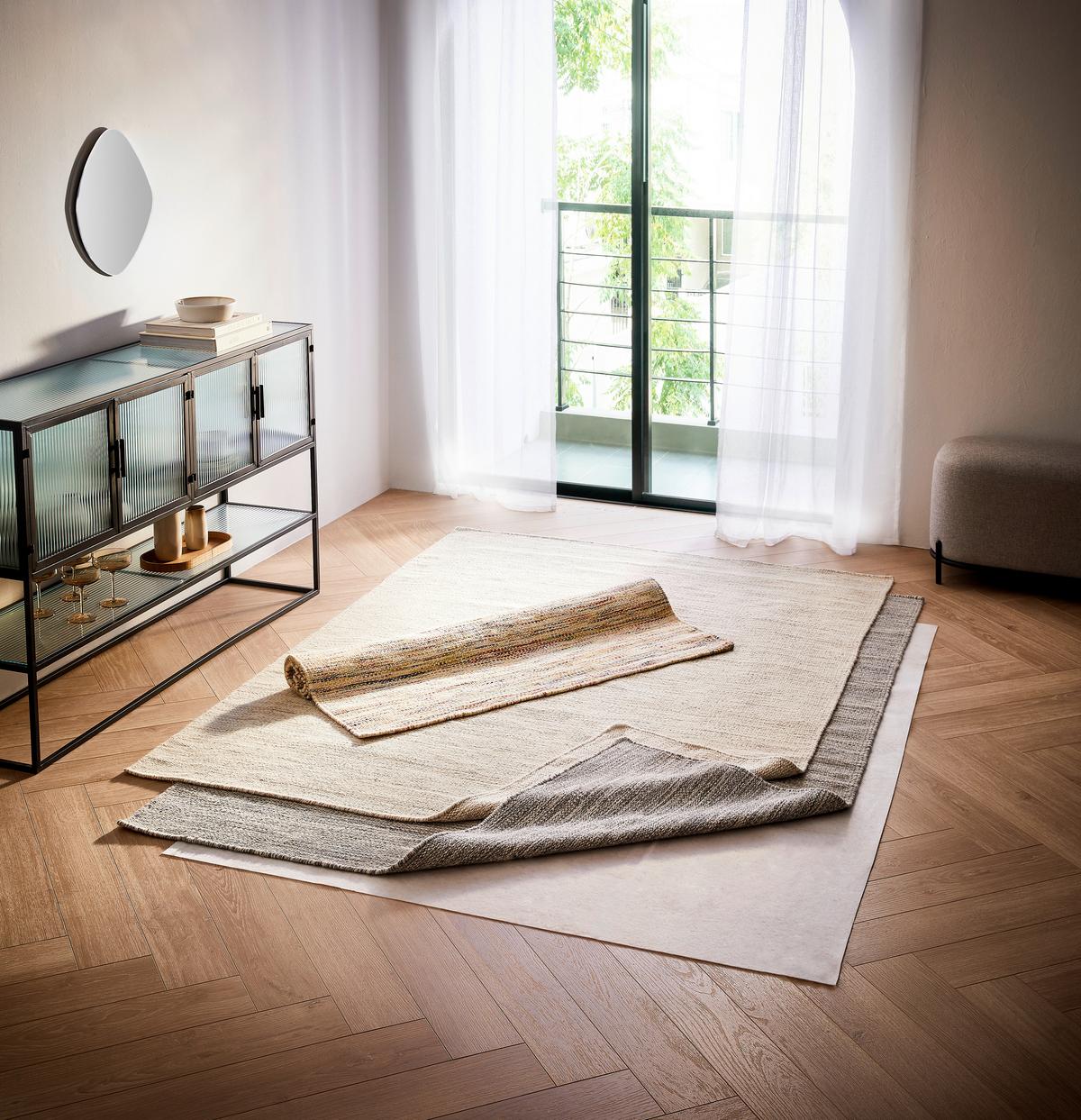 DYWAN TKANY RĘCZNIE BERN - beżowy, Natur, tkanina (70/130cm) - Linea Natura