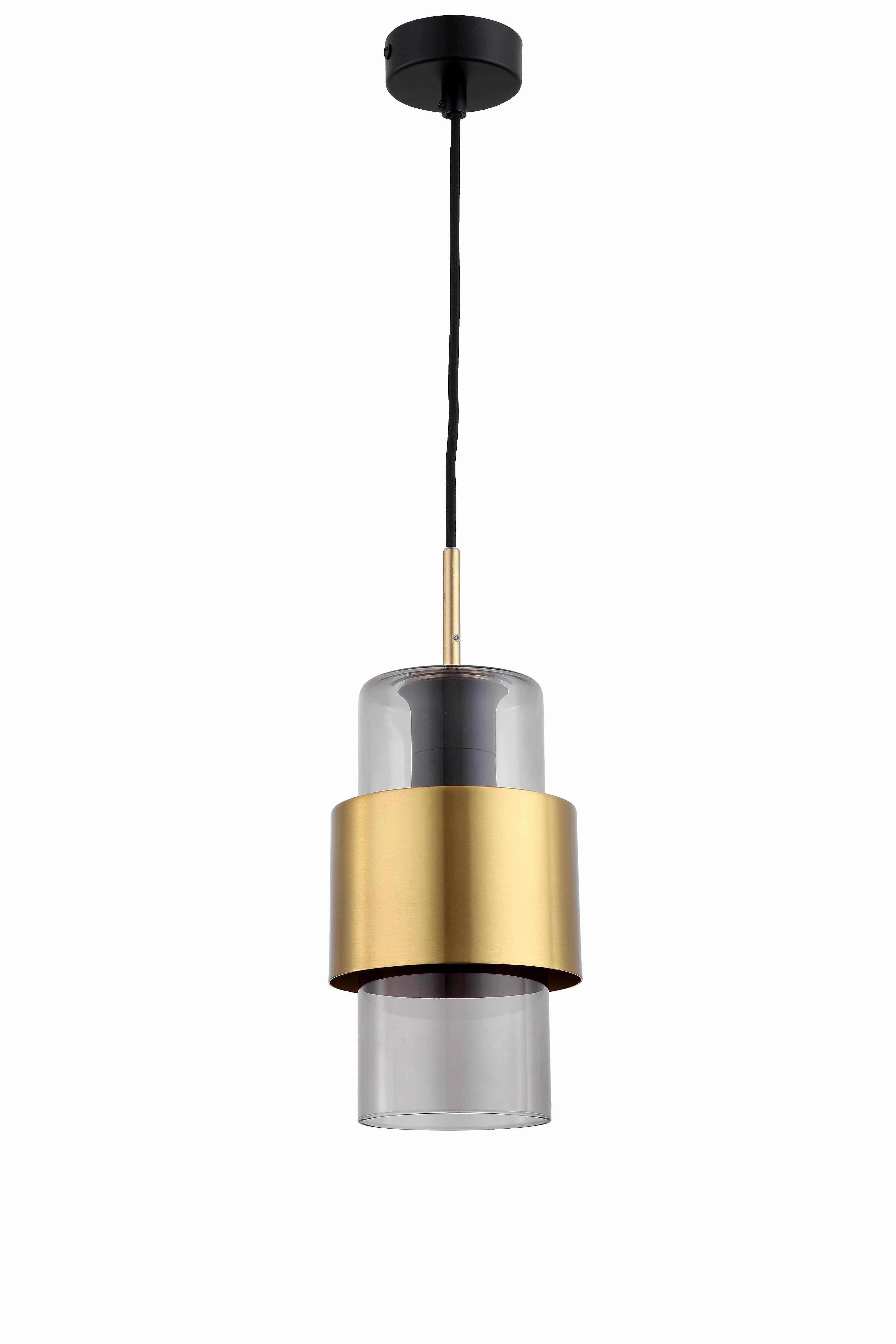 Hängeleuchte Lp-866/1pl Sm Gd_miele - Goldfarben/Grau, Basics, Glas (10/150cm)