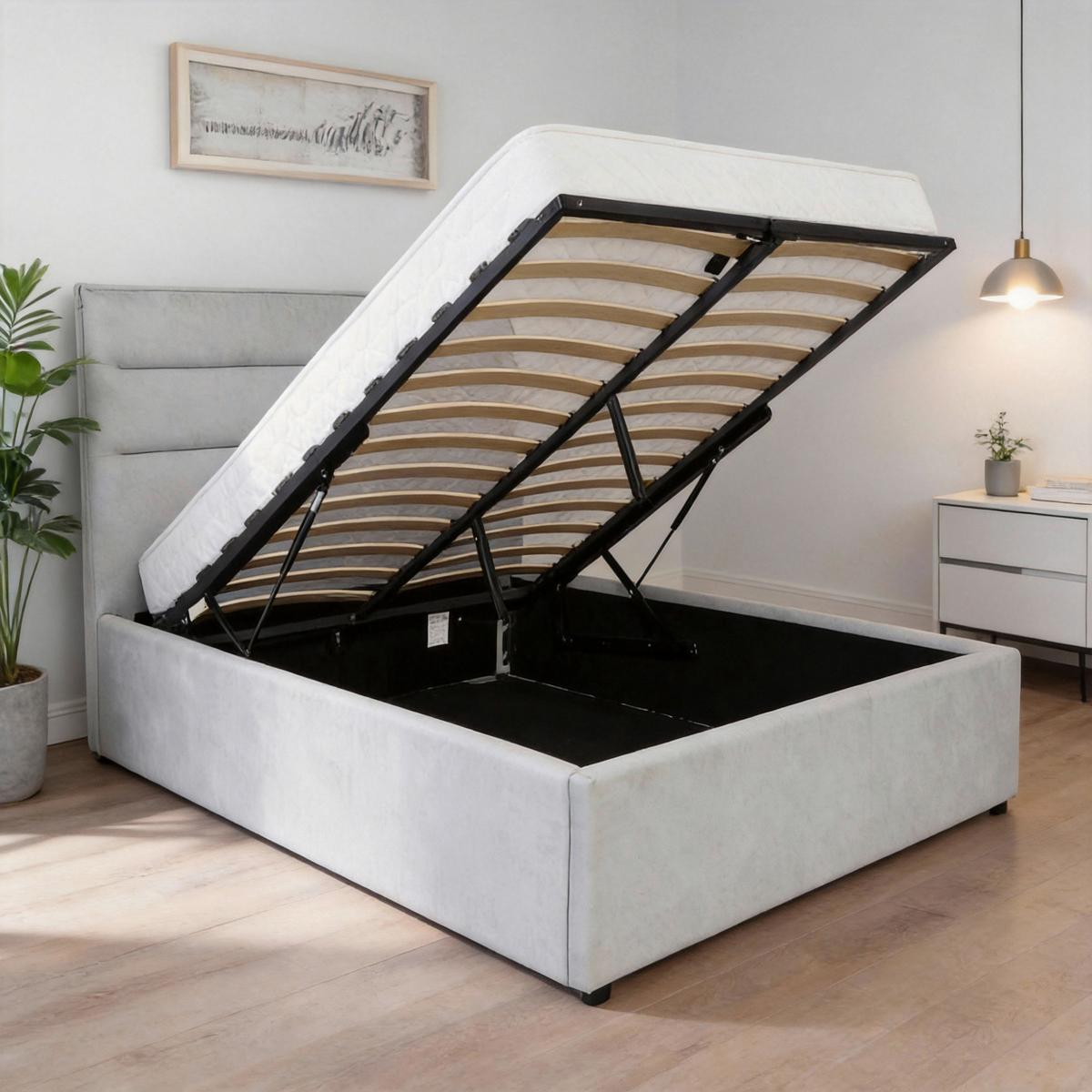 Polsterbett Sienna Hellgrau ca. 120x200cm - Hellgrau/Schwarz, LIFESTYLE, Holz/Kunststoff (120/200cm) - Based