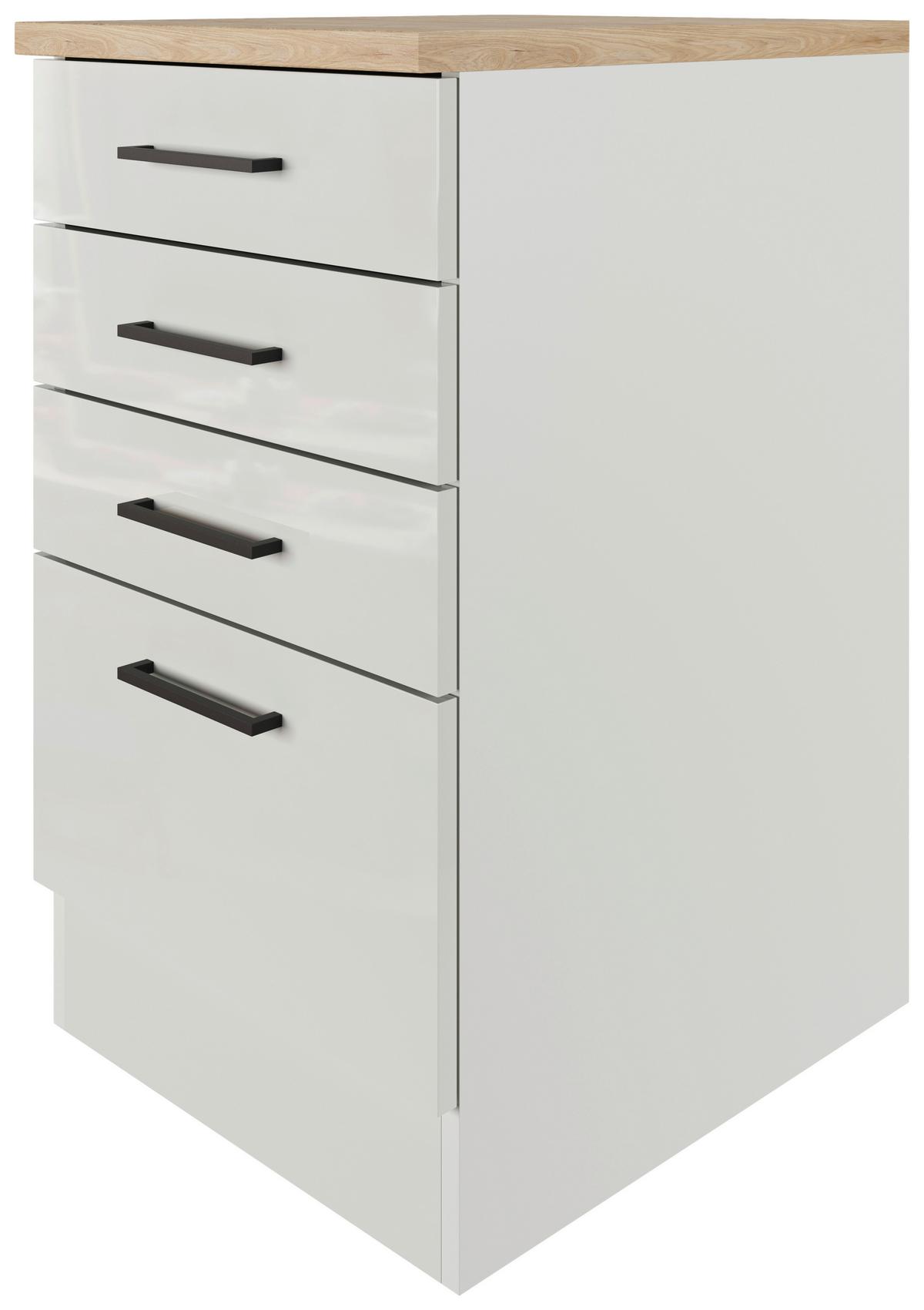 Spodnja Omarica S Predali Levi, Svetlo Siva, Š. 50 Cm - črna/siva, Moderno, kovina/leseni material (50/86/60cm) - FlexWell