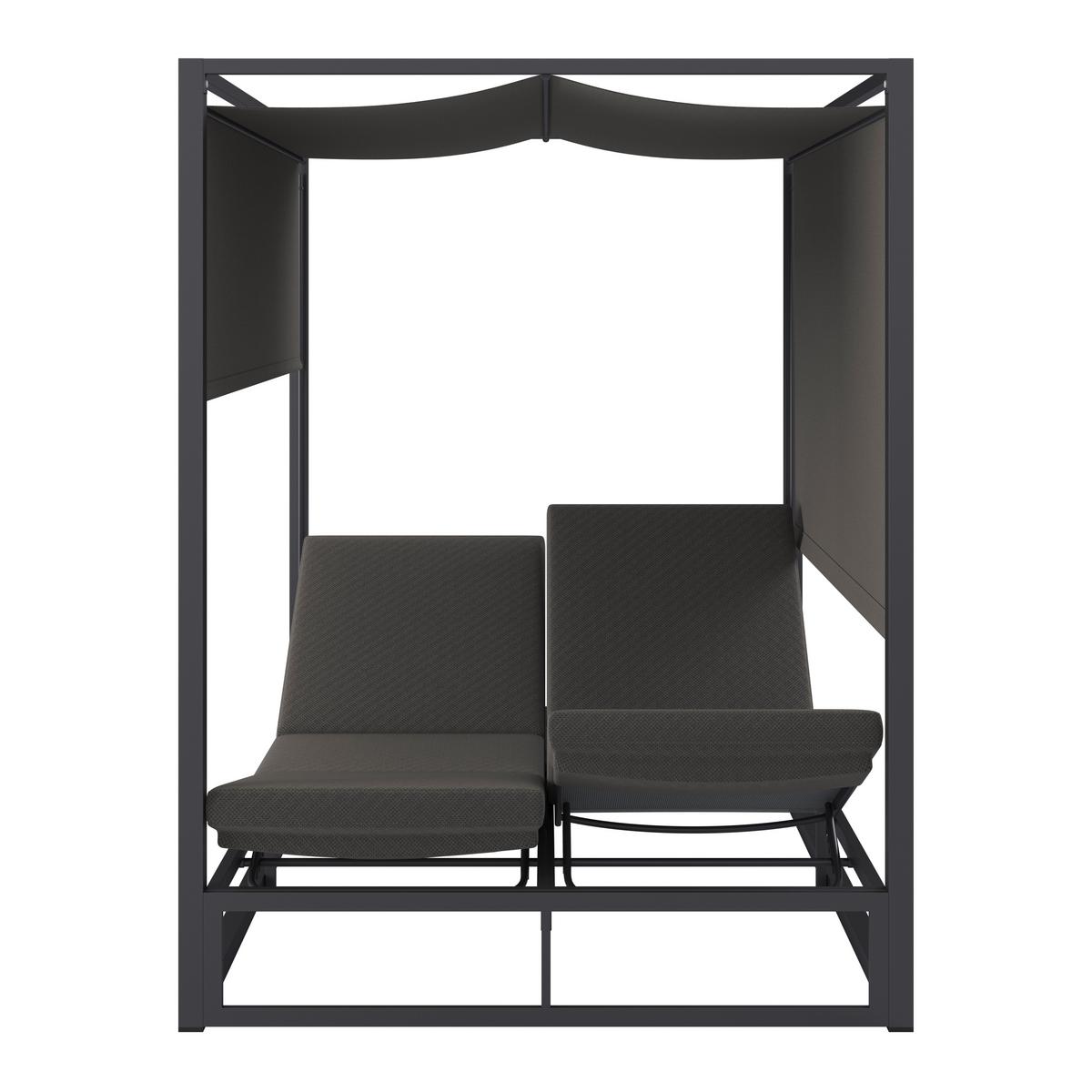 Sonnenliege Aviva D.grau Outdoorstoff/Metall - Dunkelgrau, MODERN, Textil/Metall (148/196/200cm) - Bessagi Garden