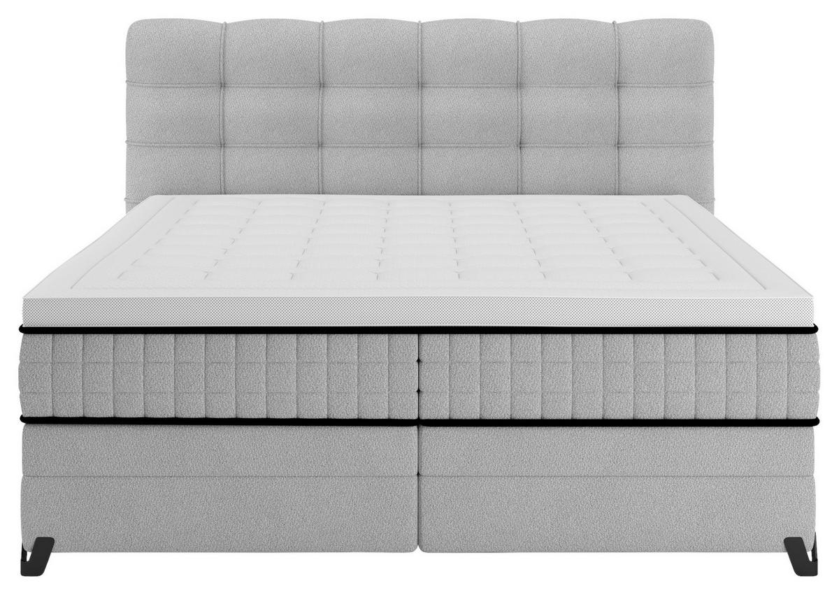 Postelja Boxspring Carmen C, Svetlo Siva, 180x200 - svetlo siva, Konvencionalno, kovina/umetna masa (180/200cm) - Premium Living