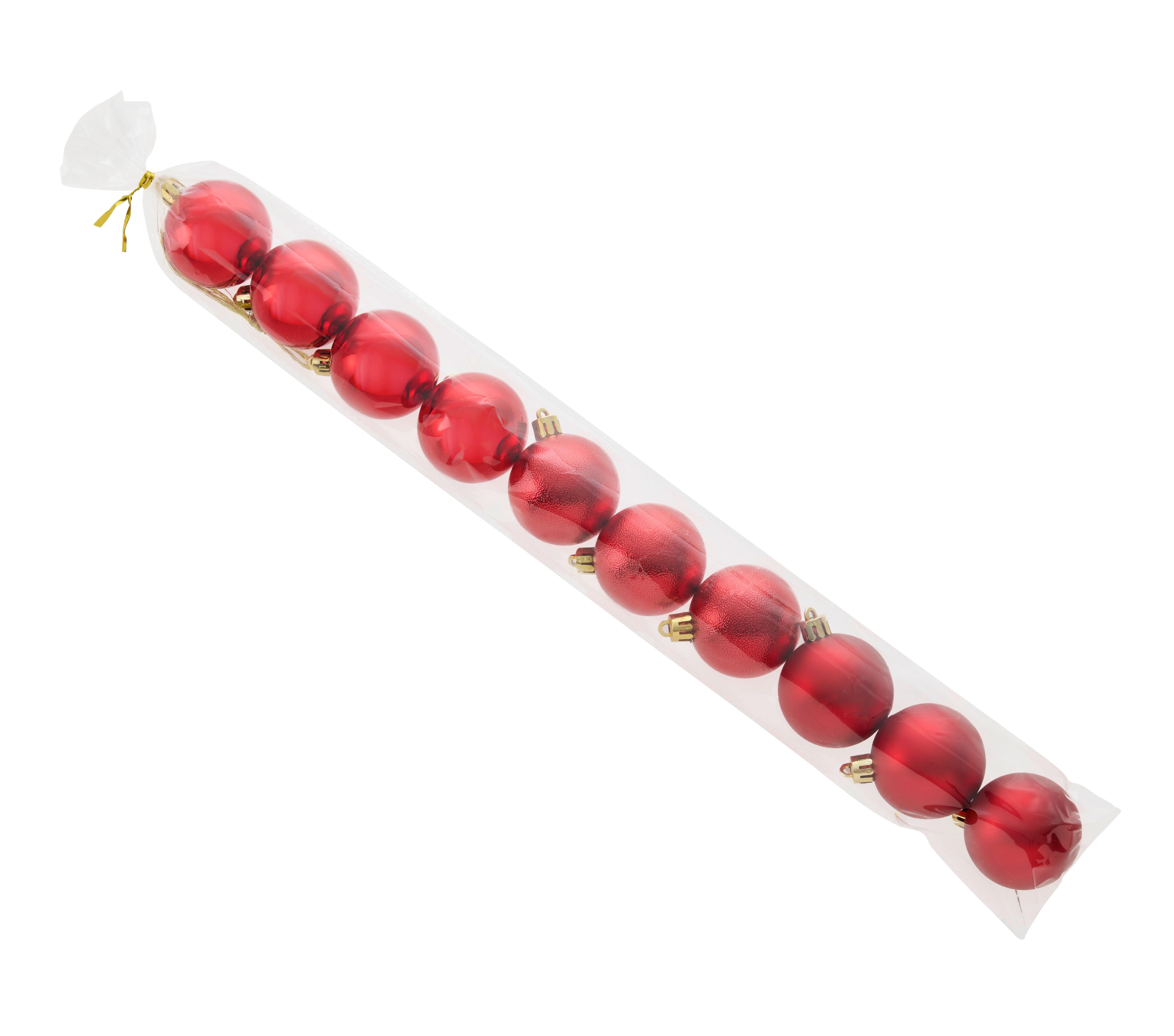 Christbaumkugel-Set Rot 10-teilig - Rot, KONVENTIONELL, Kunststoff (5cm) - Mömax