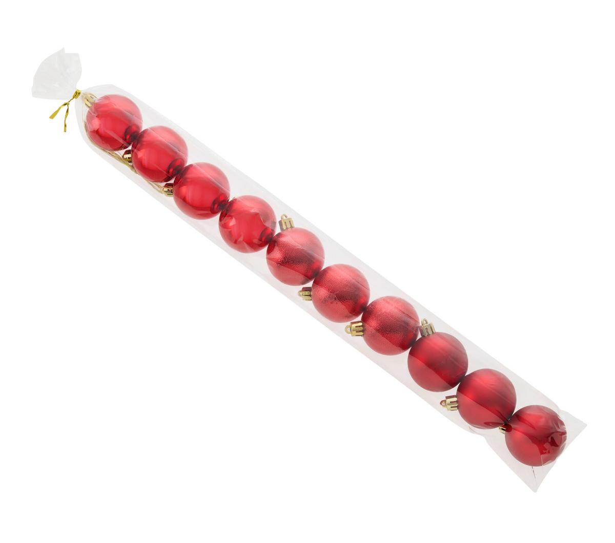 Christbaumkugel-Set Rot 10-teilig - Rot, KONVENTIONELL, Kunststoff (5cm) - Mömax