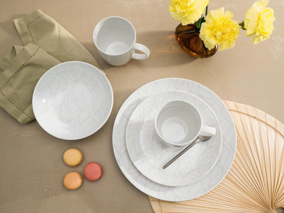 Kombinirani Servis Home Blätter, 16-Delni - bela/večbarvno, Basics, keramika - Creatable