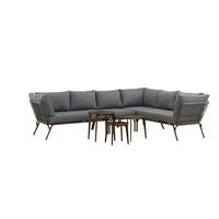 Dining-Loungeset Roxo ca. 283x221 cm Grau - Braun/Grau, KONVENTIONELL, Textil/Metall - Gardenson