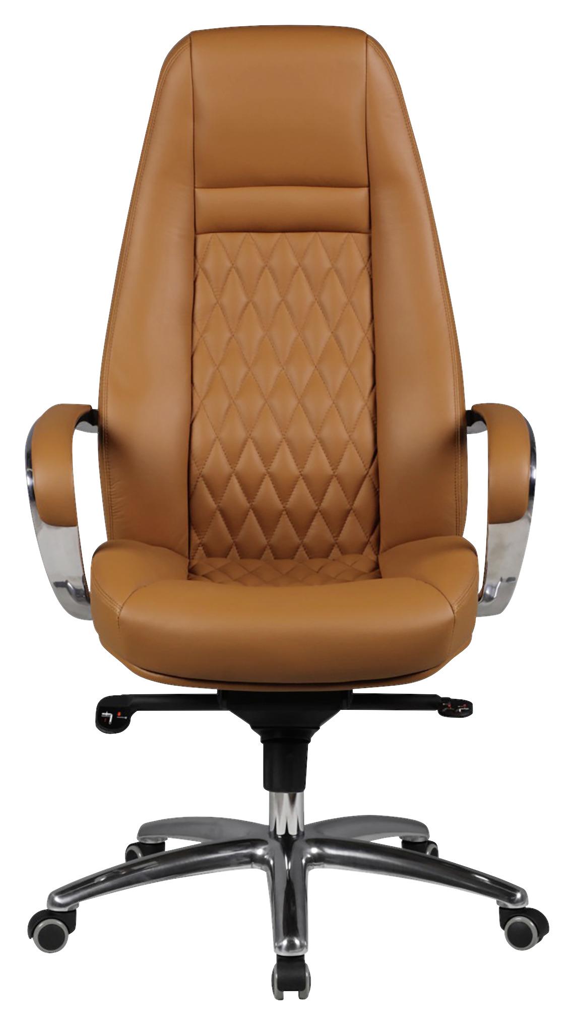 Chefsessel "Austin", hellbraun - Hellbraun/Alufarben, MODERN, Leder/Kunststoff (68/130/68cm) - MID.YOU