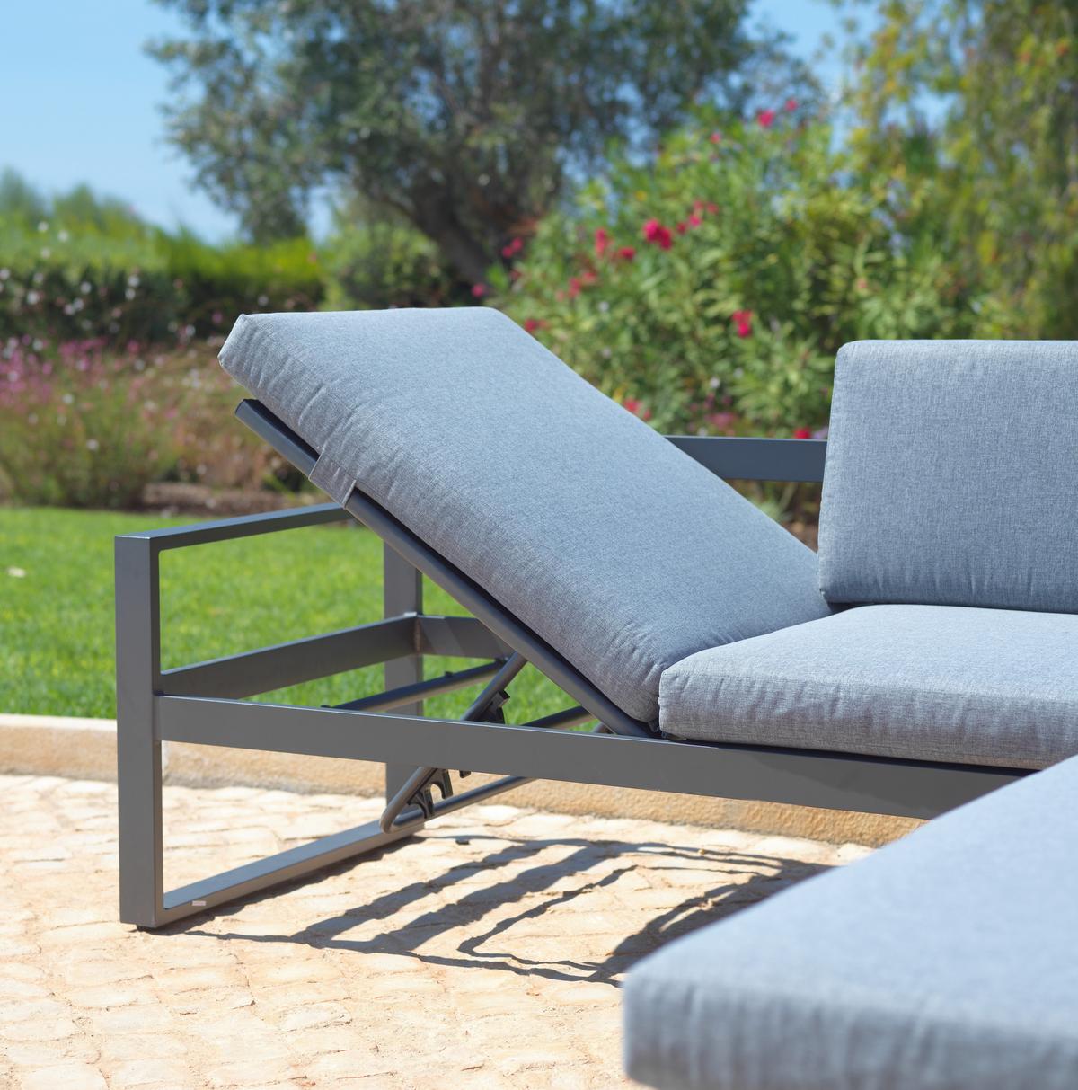 Loungegarnitur-Set Moskau Anthrazit/Grau - Anthrazit/Grau, Modern, Glas/Textil (200/213/62cm) - Mömax