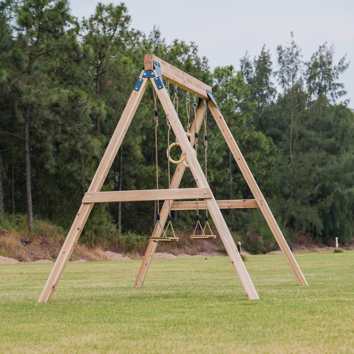 Schaukel Braun - Braun, KONVENTIONELL, Holz/Metall (186/208/299cm) - Ambia Garden
